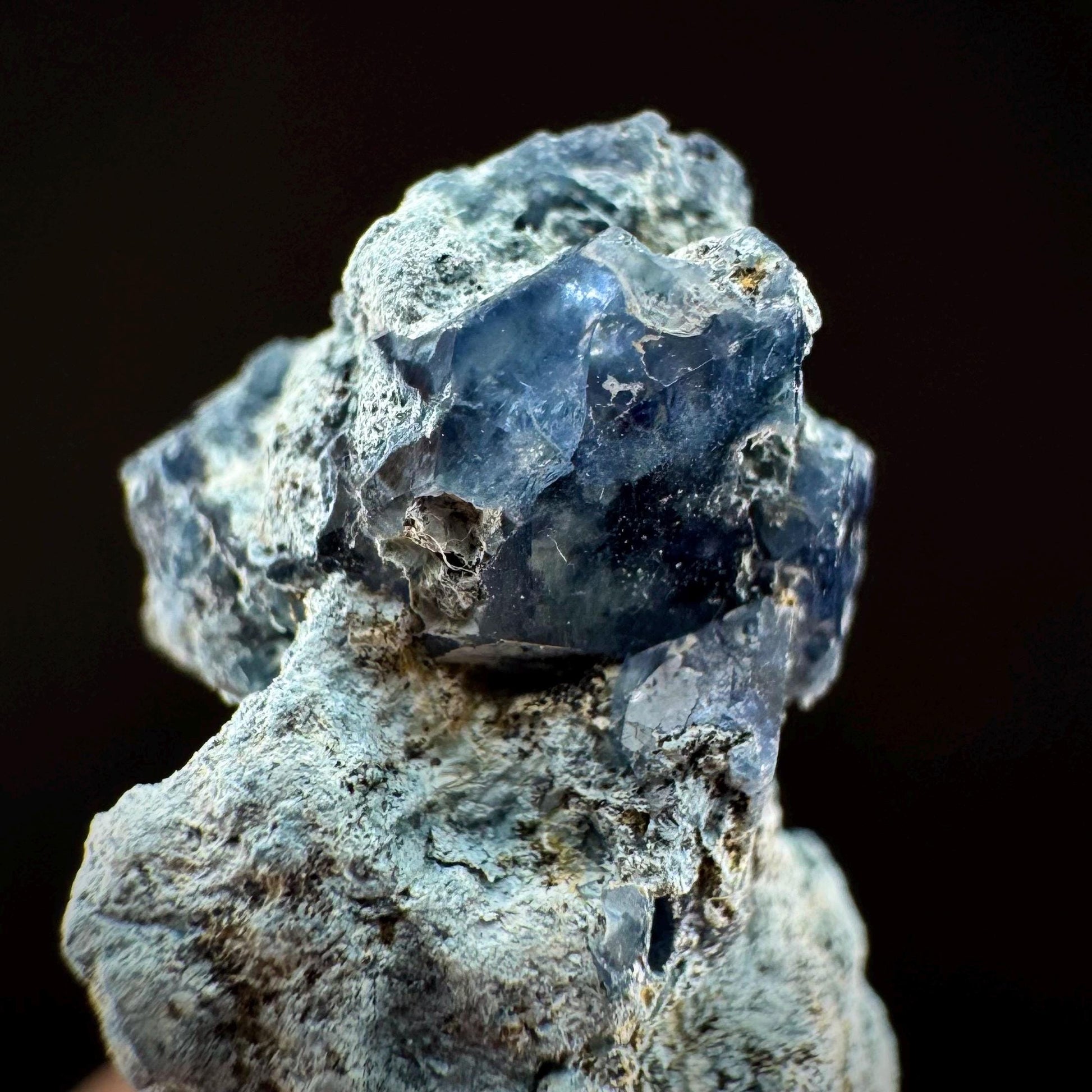 Benitoite on Matrix (California, USA) | UV reactive benitoite crystal, rare mineral specimen