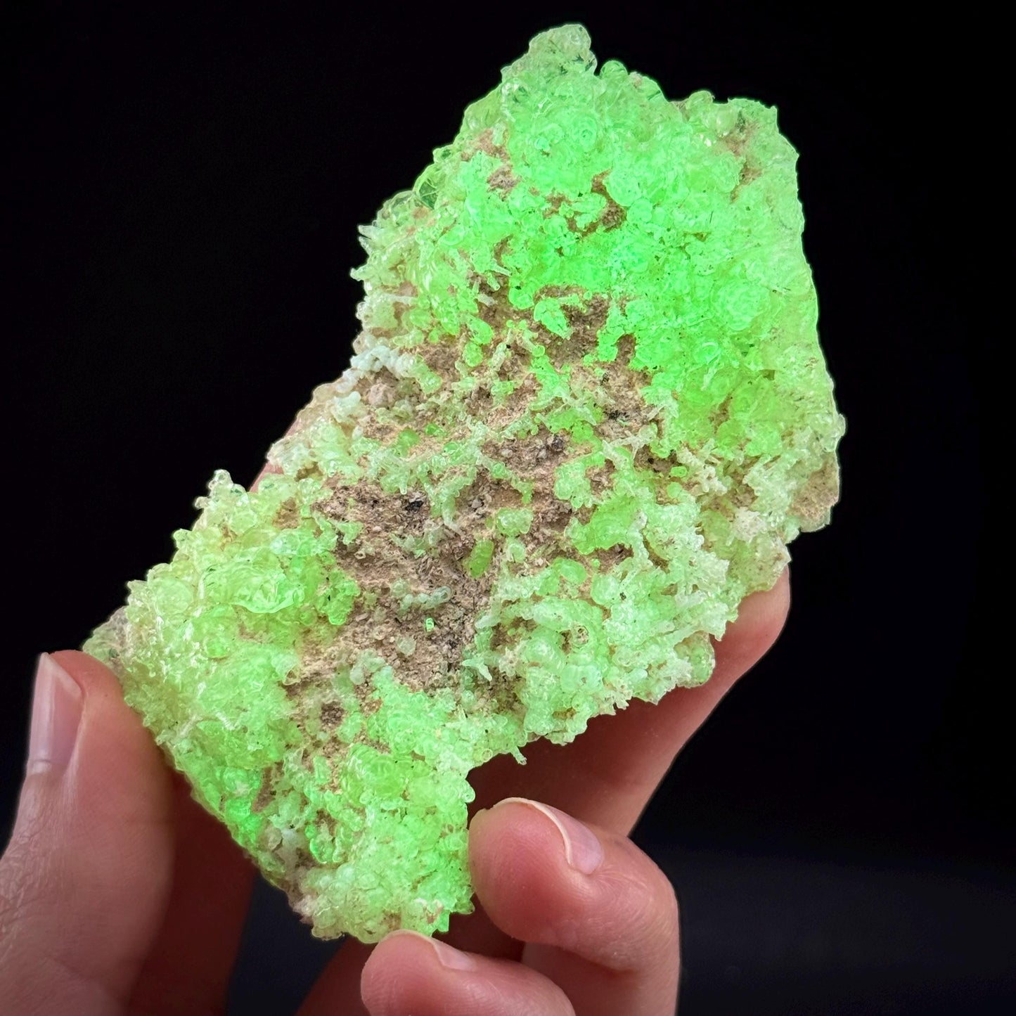 Hyalite Opal (Namibia) | UV reactive Hyalite Opal, daylight fluorescent, mineral specimen