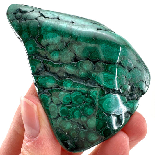 Polished Malachite (DR Congo) | natural malachite, malachite freeform, malachite, mineral specimen