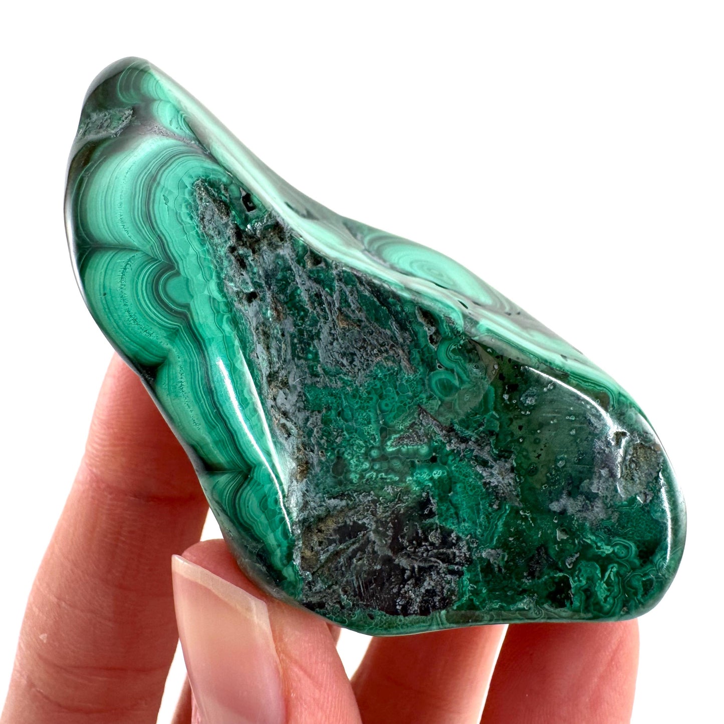 Polished Malachite (DR Congo) | natural malachite, malachite freeform, malachite, mineral specimen