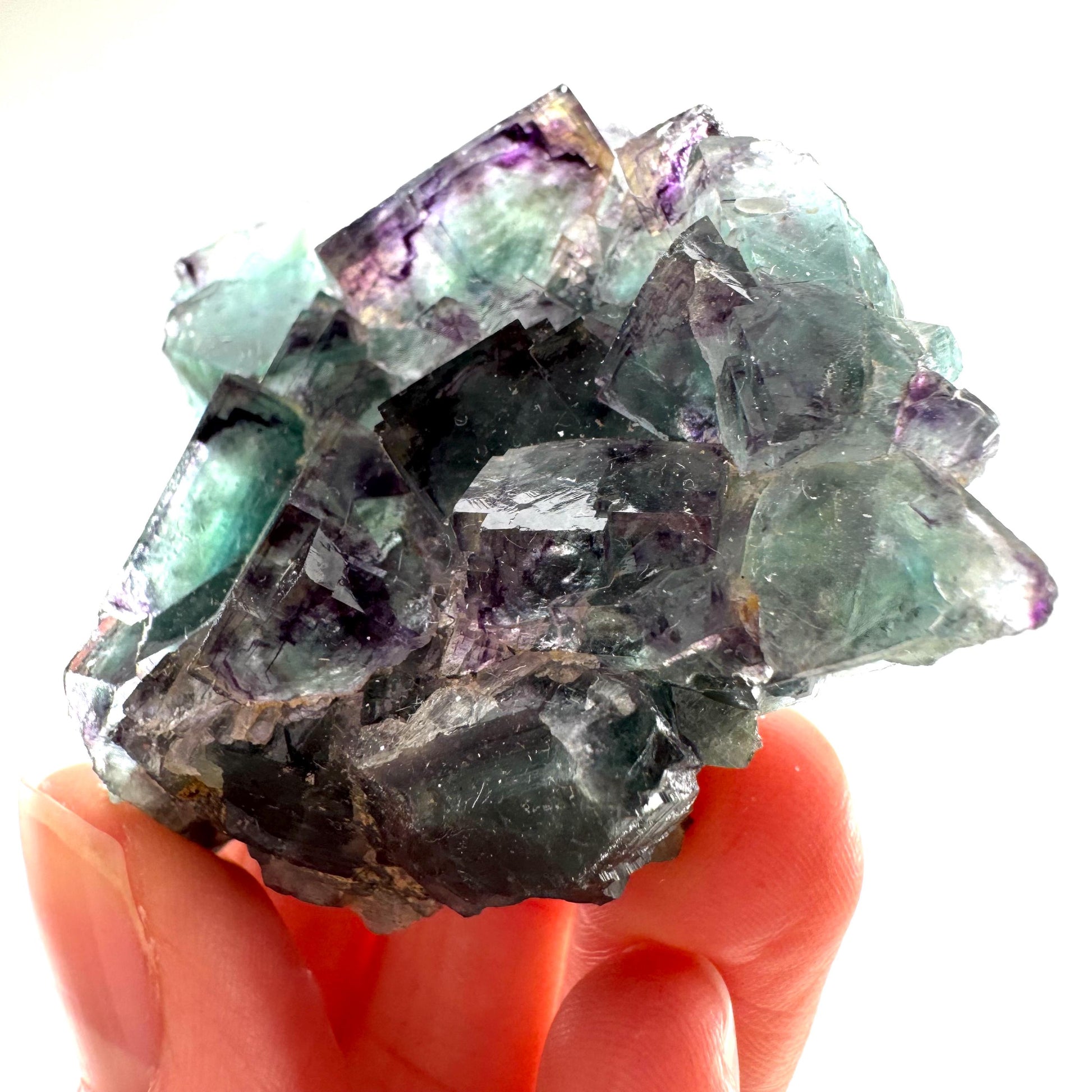 Okorusu Fluorite (Namibia) | green fluorite cluster, purple fluorite, crystals, mineral specimen