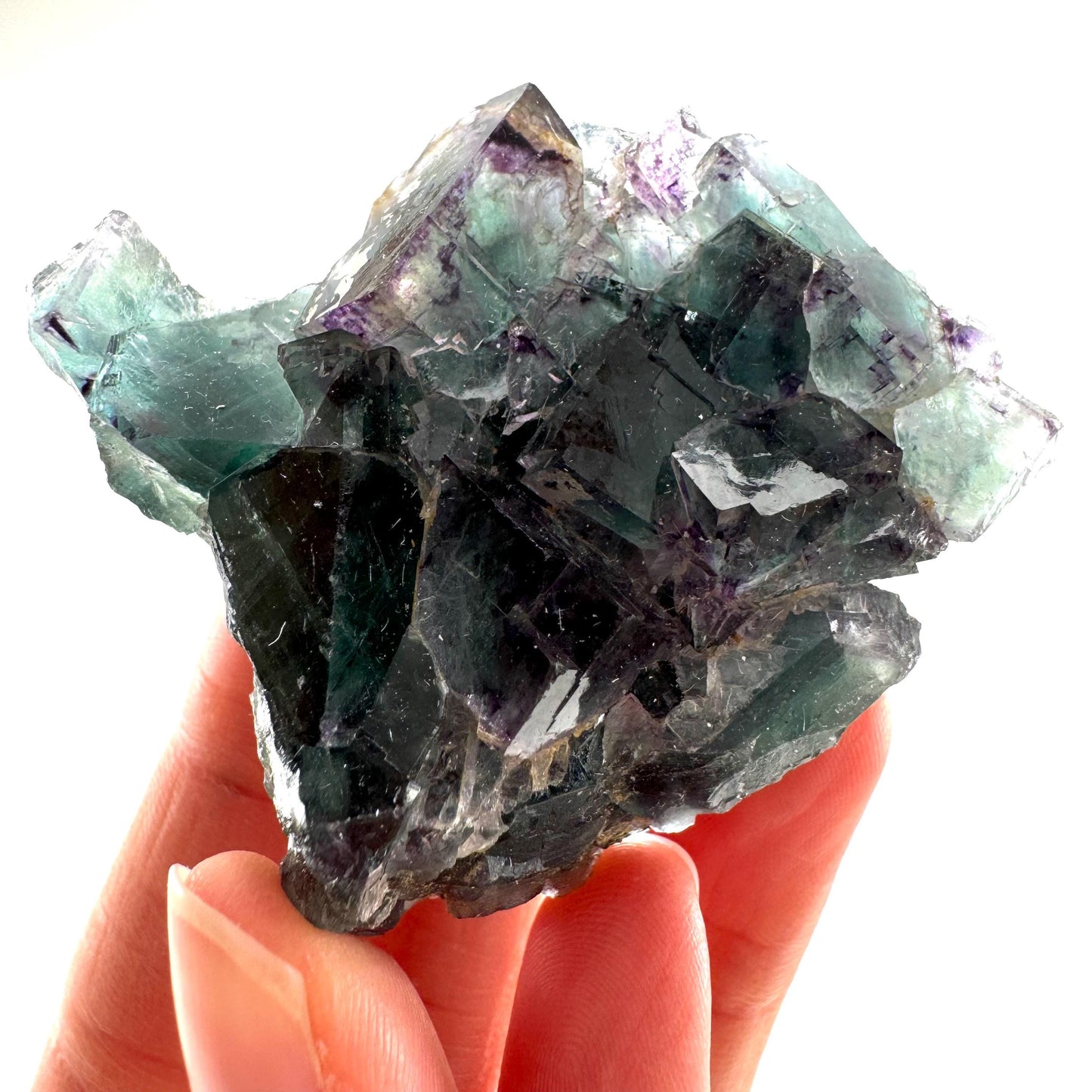 Okorusu Fluorite (Namibia) | green fluorite cluster, purple fluorite, crystals, mineral specimen