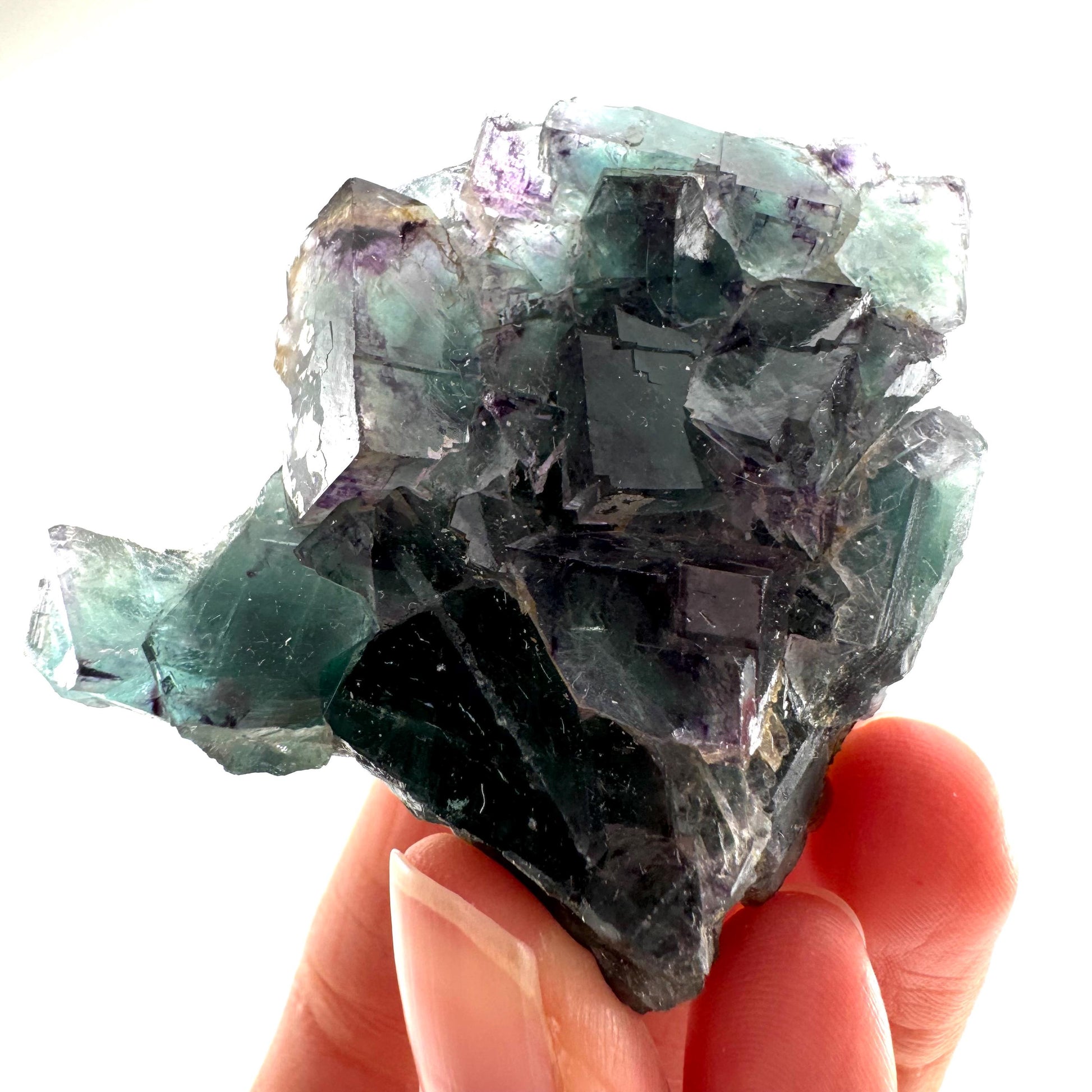 Okorusu Fluorite (Namibia) | green fluorite cluster, purple fluorite, crystals, mineral specimen