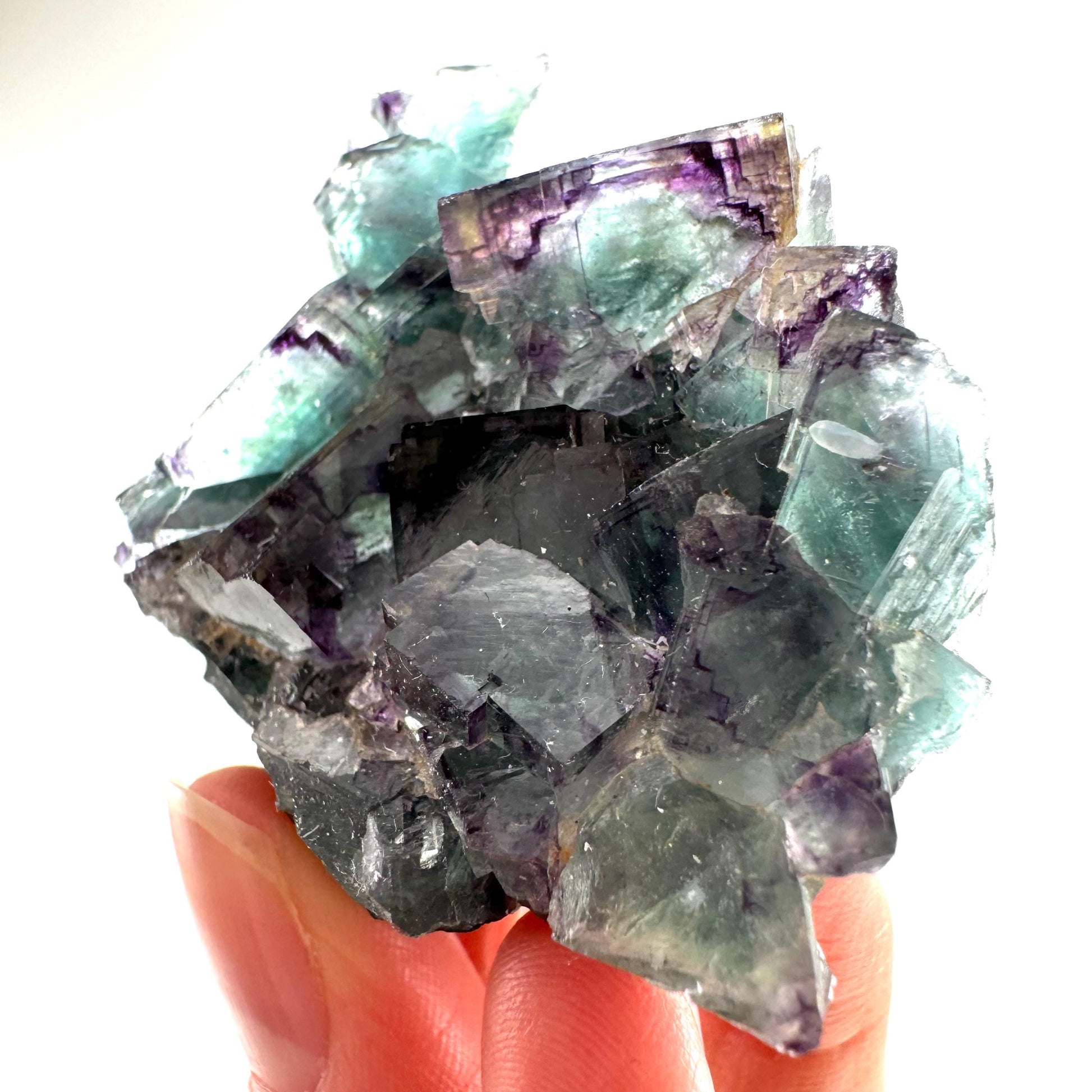 Okorusu Fluorite (Namibia) | green fluorite cluster, purple fluorite, crystals, mineral specimen