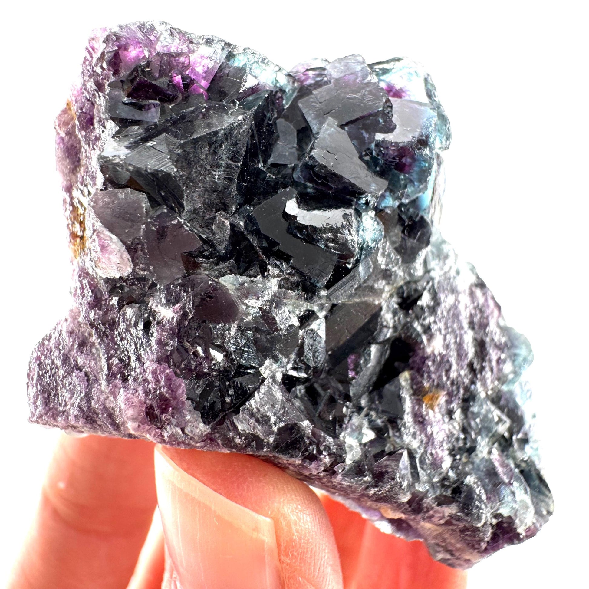 Okorusu Fluorite (Namibia) | green fluorite cluster, purple fluorite, crystals, mineral specimen