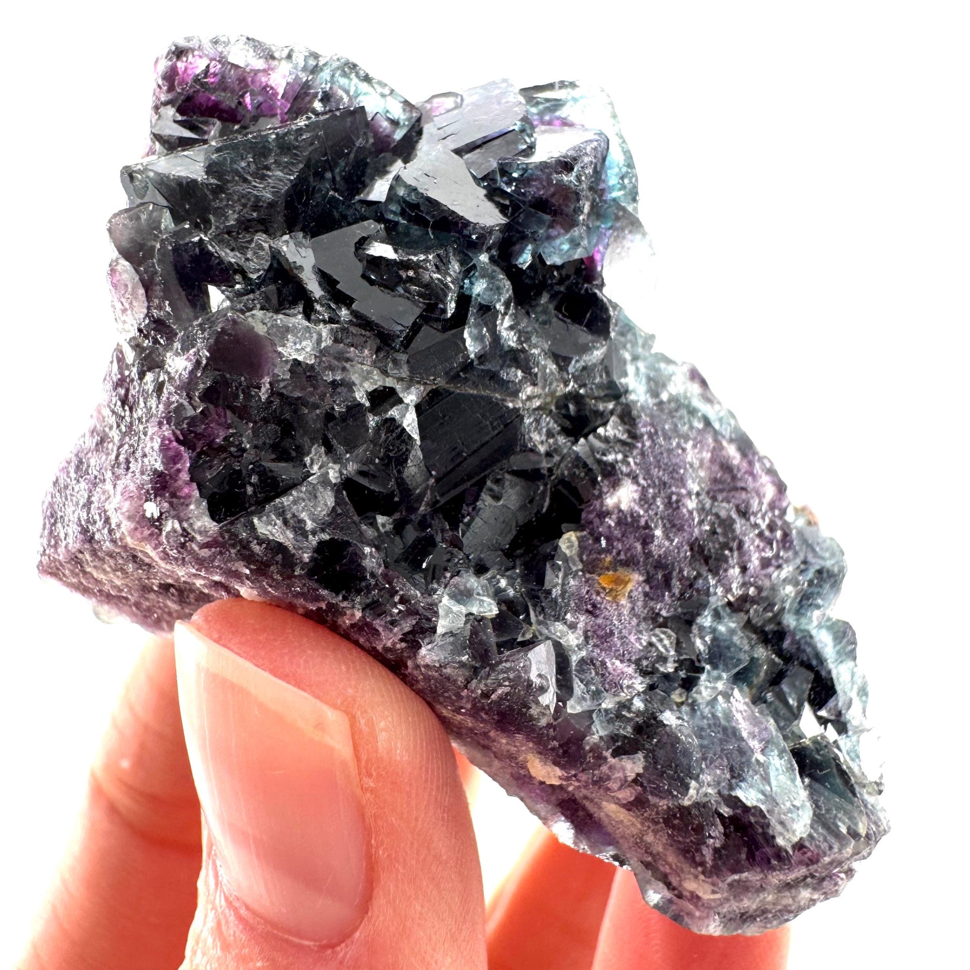 Okorusu Fluorite (Namibia) | green fluorite cluster, purple fluorite, crystals, mineral specimen