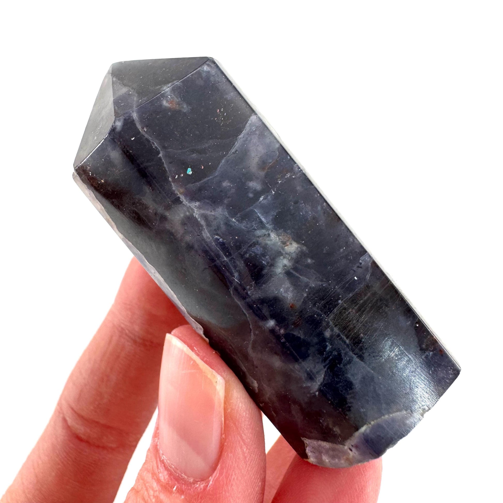 Iolite Point (India) | polished iolite crystal tower, cordierite point, crystal point