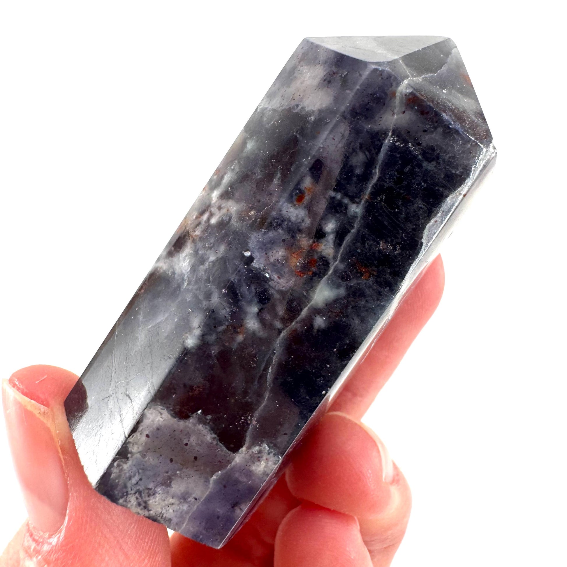 Iolite Point (India) | polished iolite crystal tower, cordierite point, crystal point