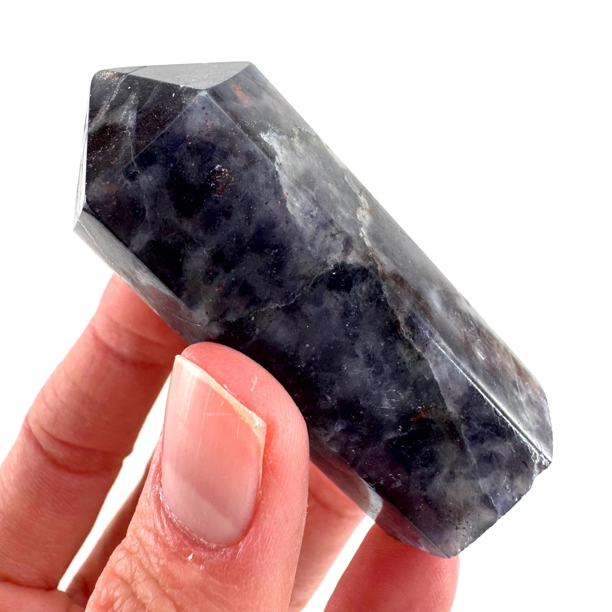 Iolite Point (India) | polished iolite crystal tower, cordierite point, crystal point