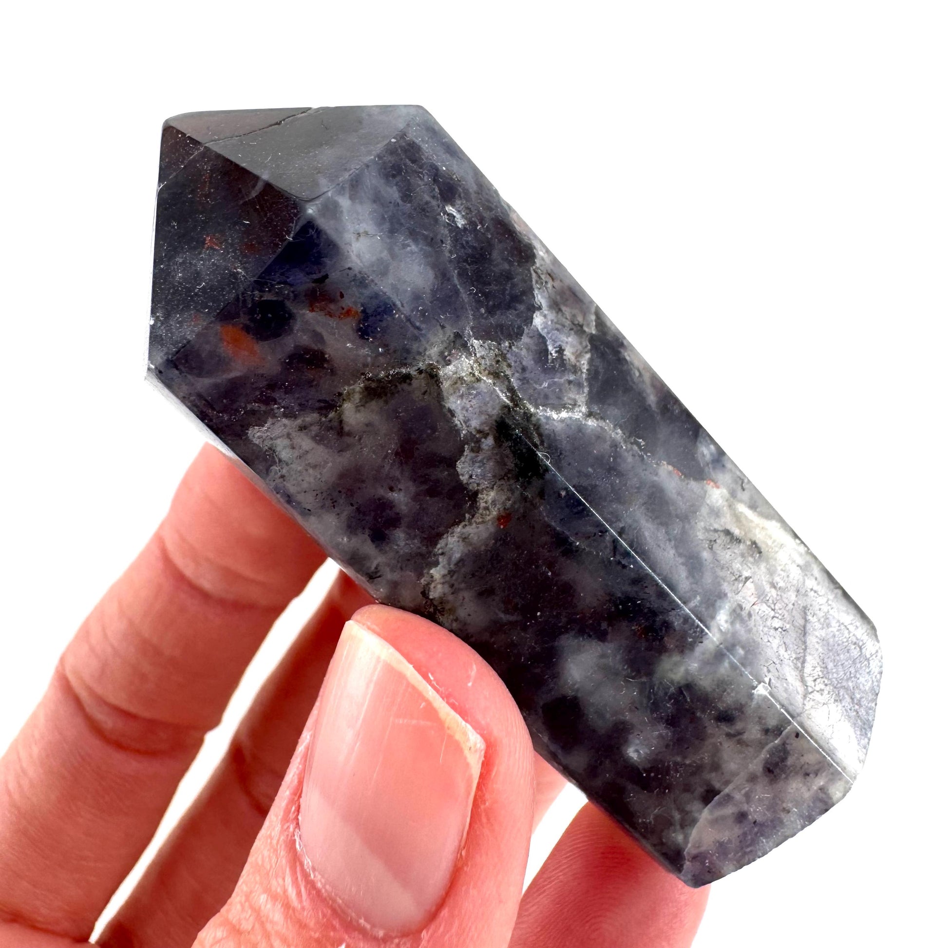 Iolite Point (India) | polished iolite crystal tower, cordierite point, crystal point