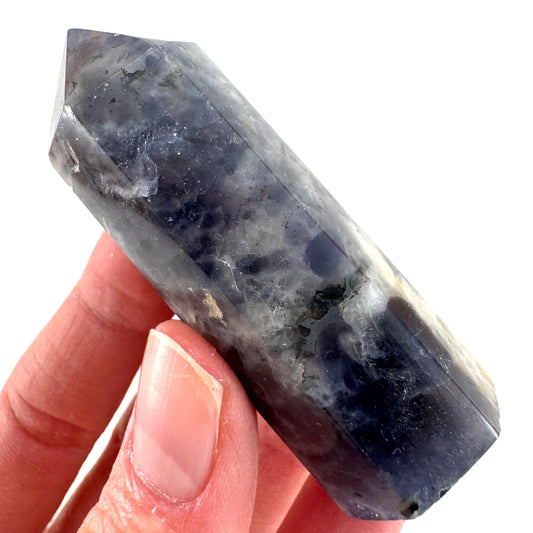 Iolite Point (India) | polished iolite crystal tower, cordierite point, crystal point