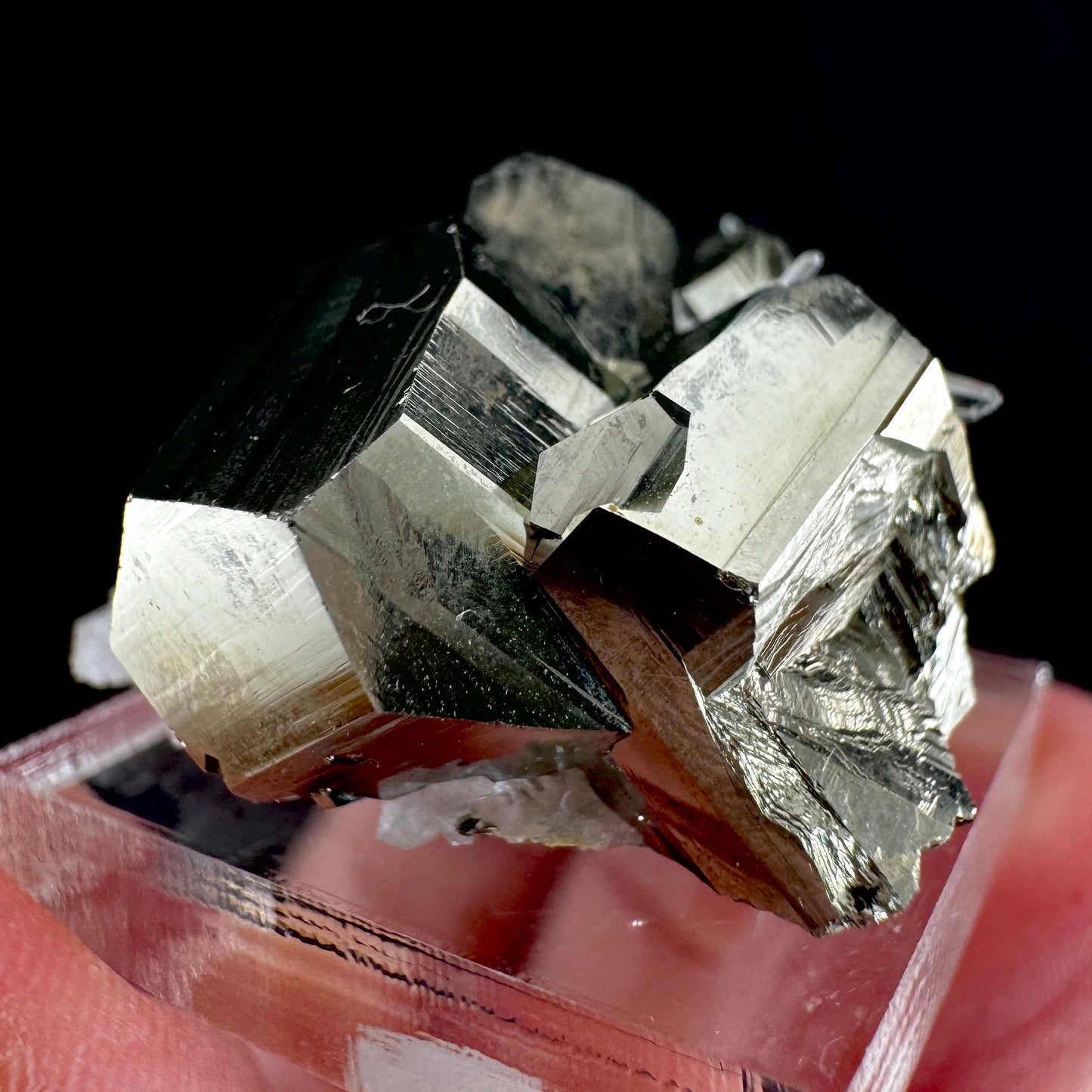 Pyrite on Quartz (Indonesia) | raw pyrite, natural pyrite cluster, quartz crystal, mineral specimen