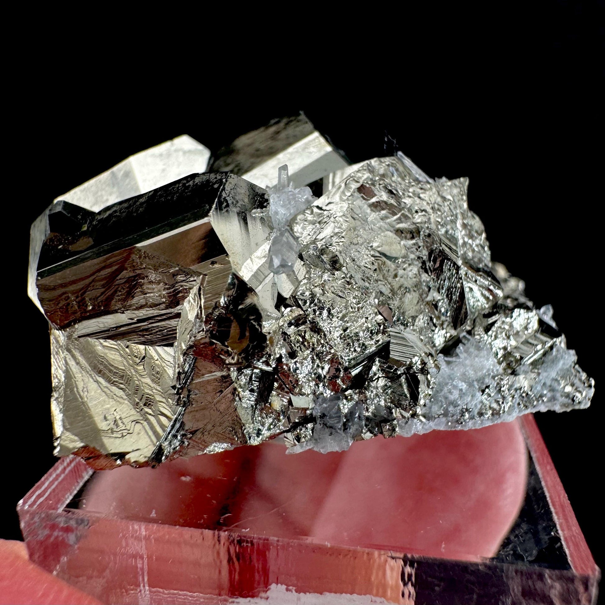Pyrite on Quartz (Indonesia) | raw pyrite, natural pyrite cluster, quartz crystal, mineral specimen