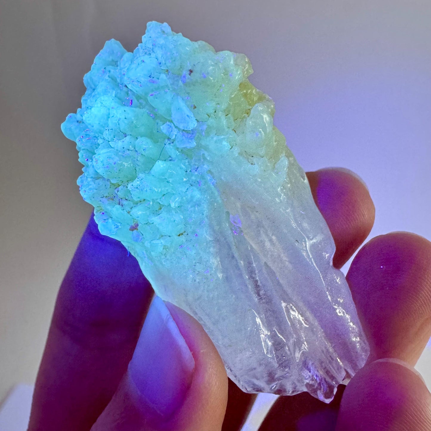 Fluorescent Calcite (Indonesia) | UV-reactive calcite crystal, fluorescent & phosphorescent mineral specimen