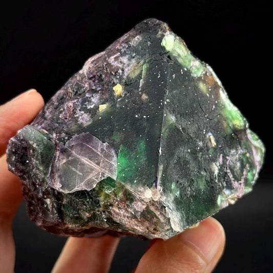 Fluorite w/ Hyalite Opal (Namibia) | UV reactive Hyalite Opal on fluorite crystal, mineral specimen