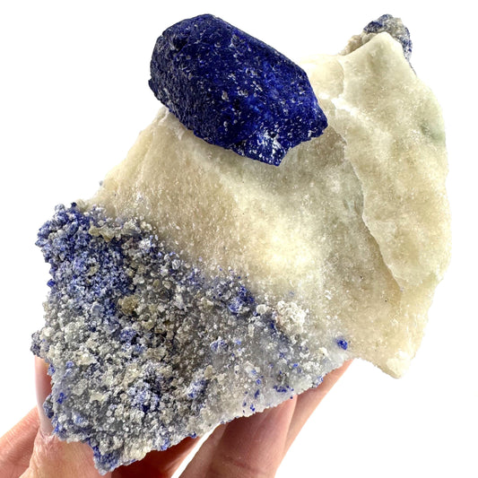 Lazurite on Calcite (Afghanistan) | lazurite crystal, mineral specimen