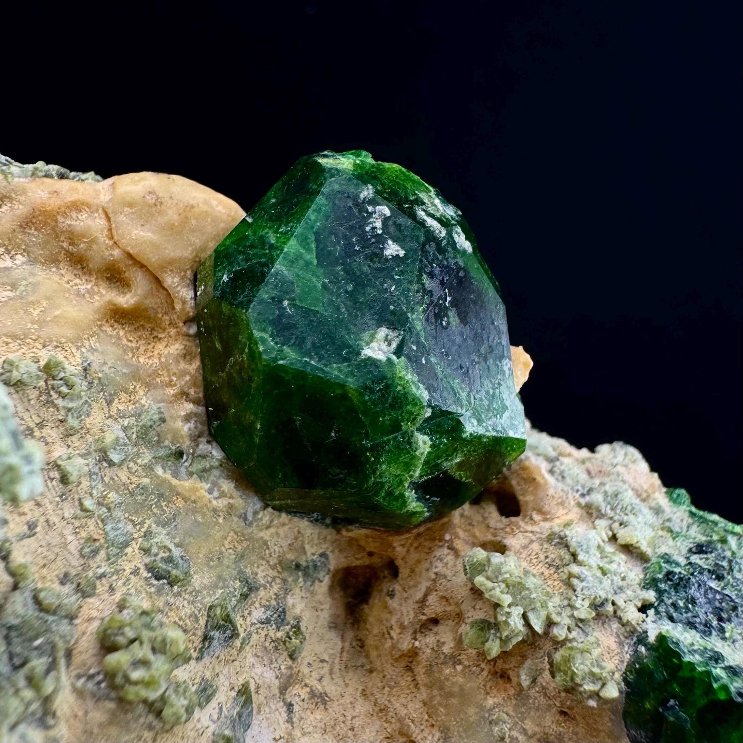 Demantoid Garnet on Matrix (BeIqeys Mountain) | green garnet crystal, rare mineral specimen