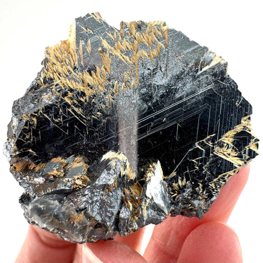 Rutile on Hematite (Brazil) | golden rutile on hematite crystal, rare mineral specimen