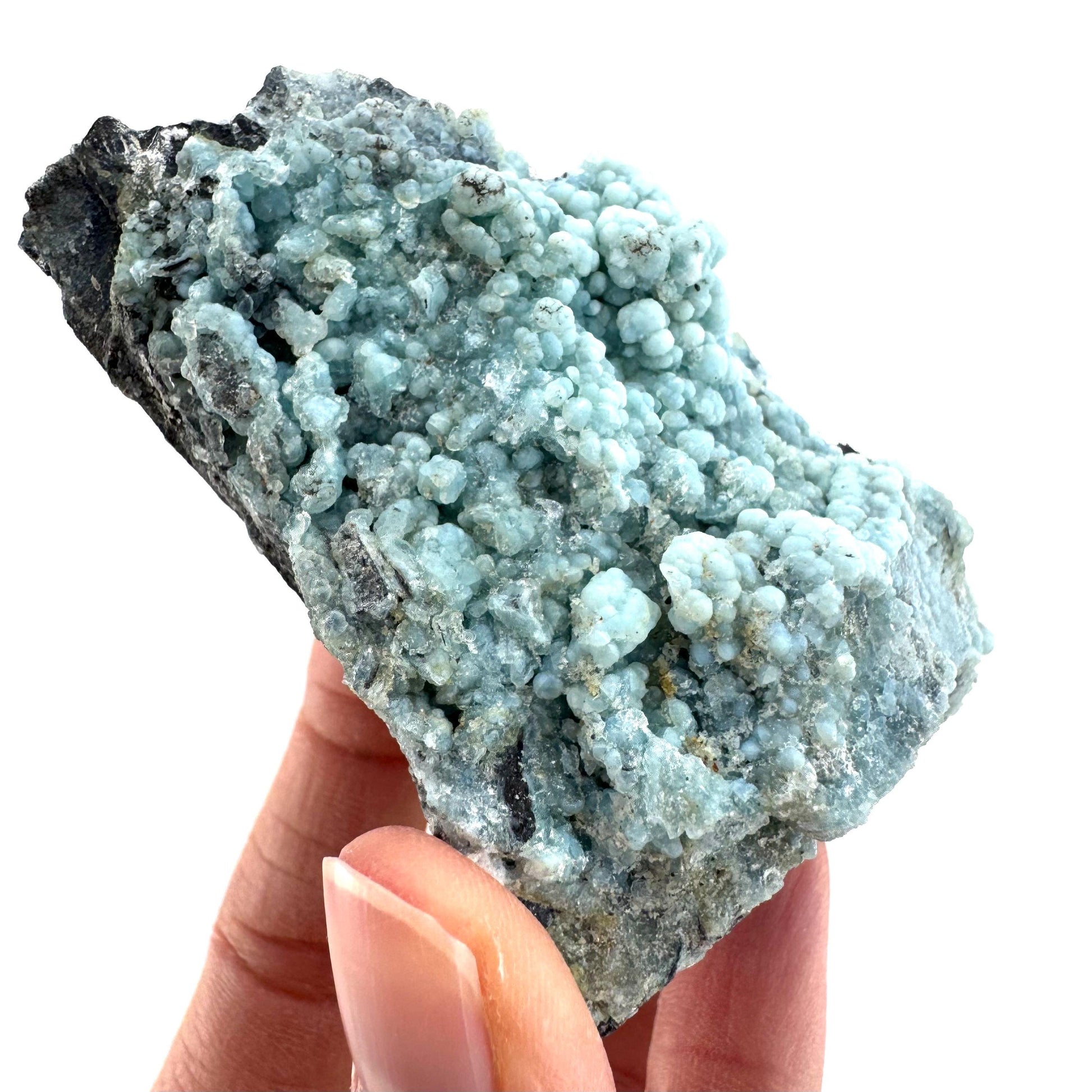 Blue Gibbsite | botryoidal gibbsite crystal, mineral specimen