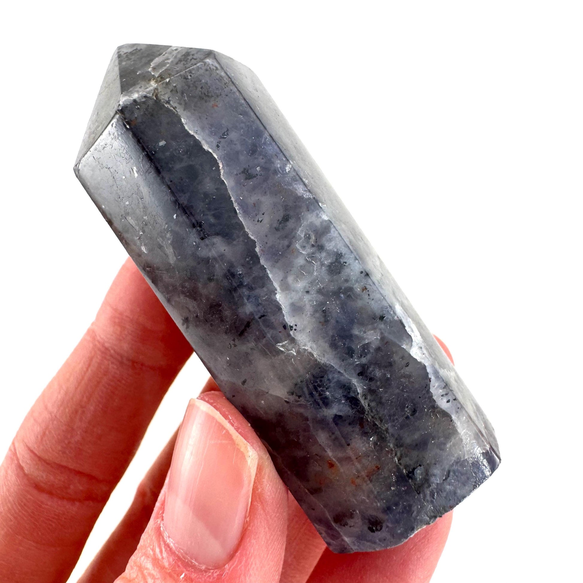 Iolite Point (India) | polished iolite crystal tower, cordierite point, crystal point