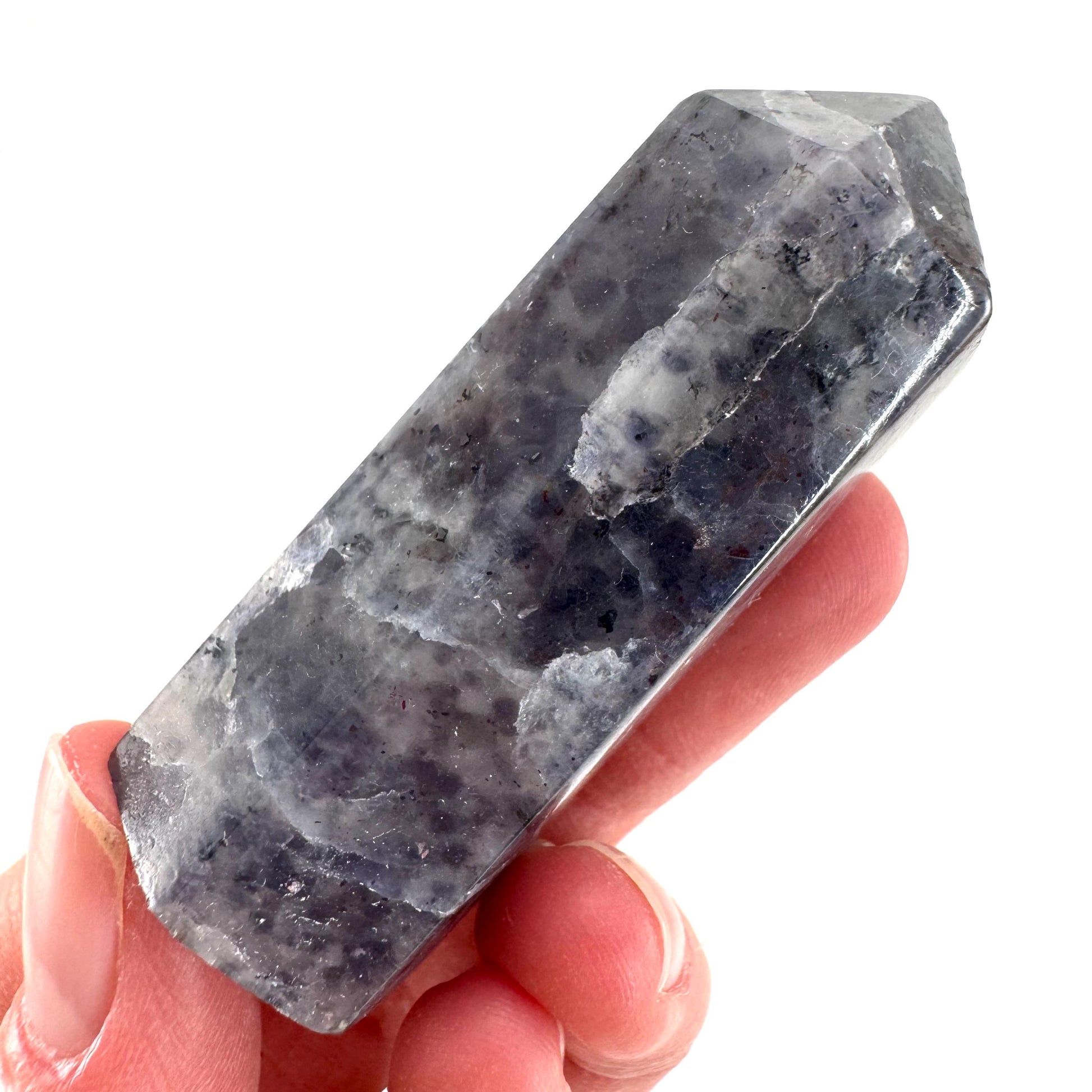 Iolite Point (India) | polished iolite crystal tower, cordierite point, crystal point