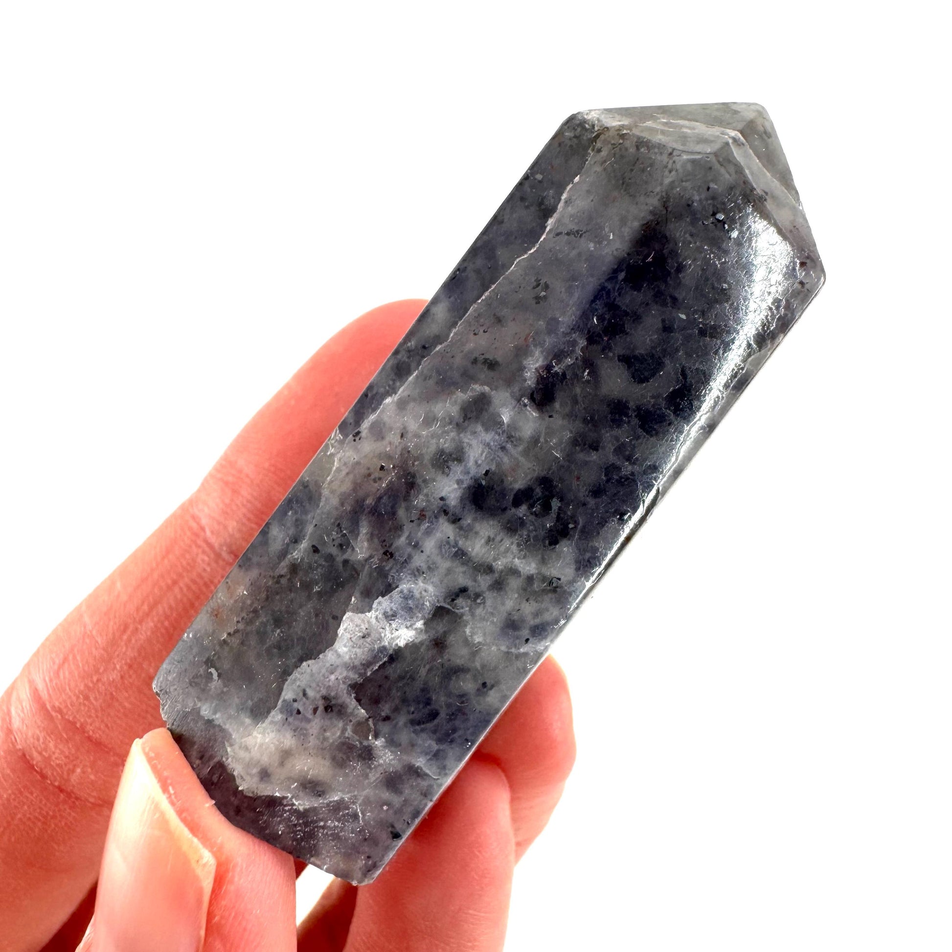 Iolite Point (India) | polished iolite crystal tower, cordierite point, crystal point