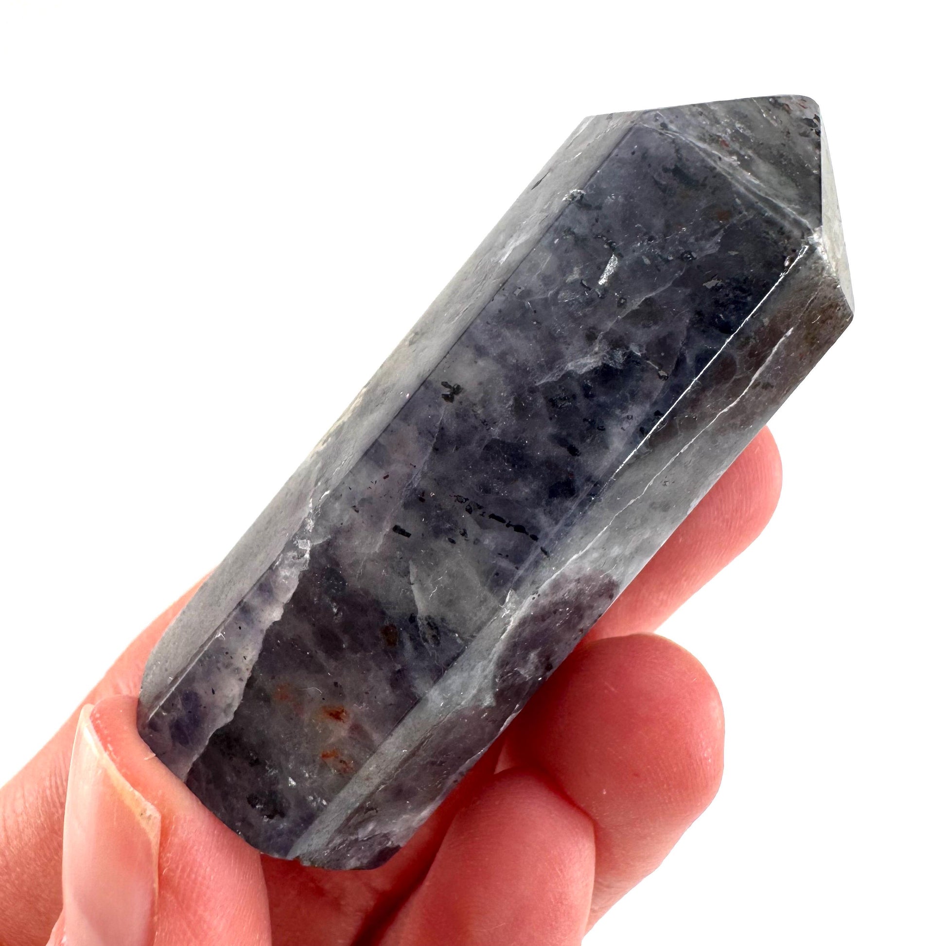 Iolite Point (India) | polished iolite crystal tower, cordierite point, crystal point