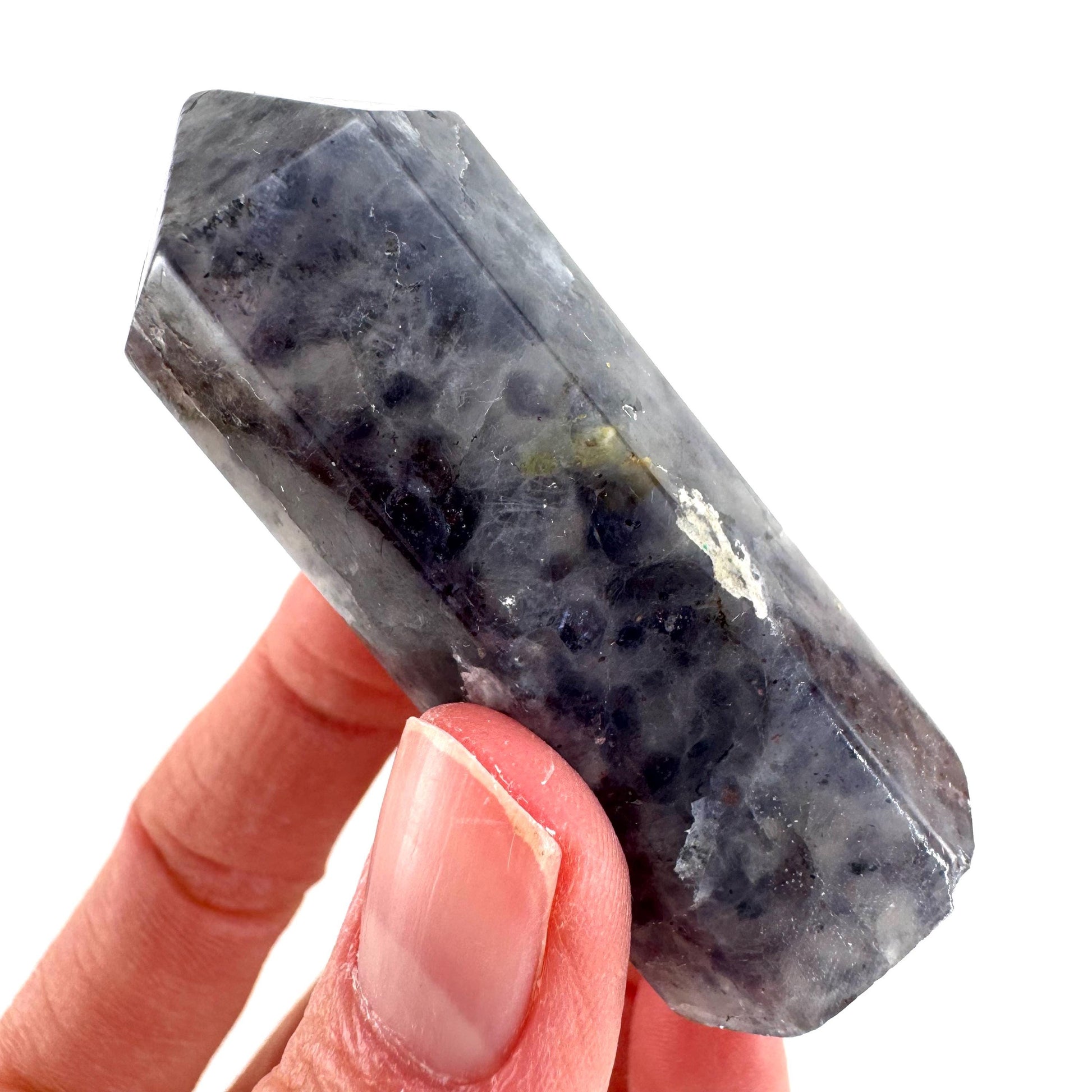 Iolite Point (India) | polished iolite crystal tower, cordierite point, crystal point