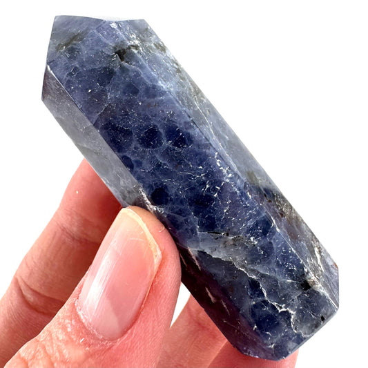 Iolite Point (India) | polished iolite crystal tower, cordierite point, crystal point