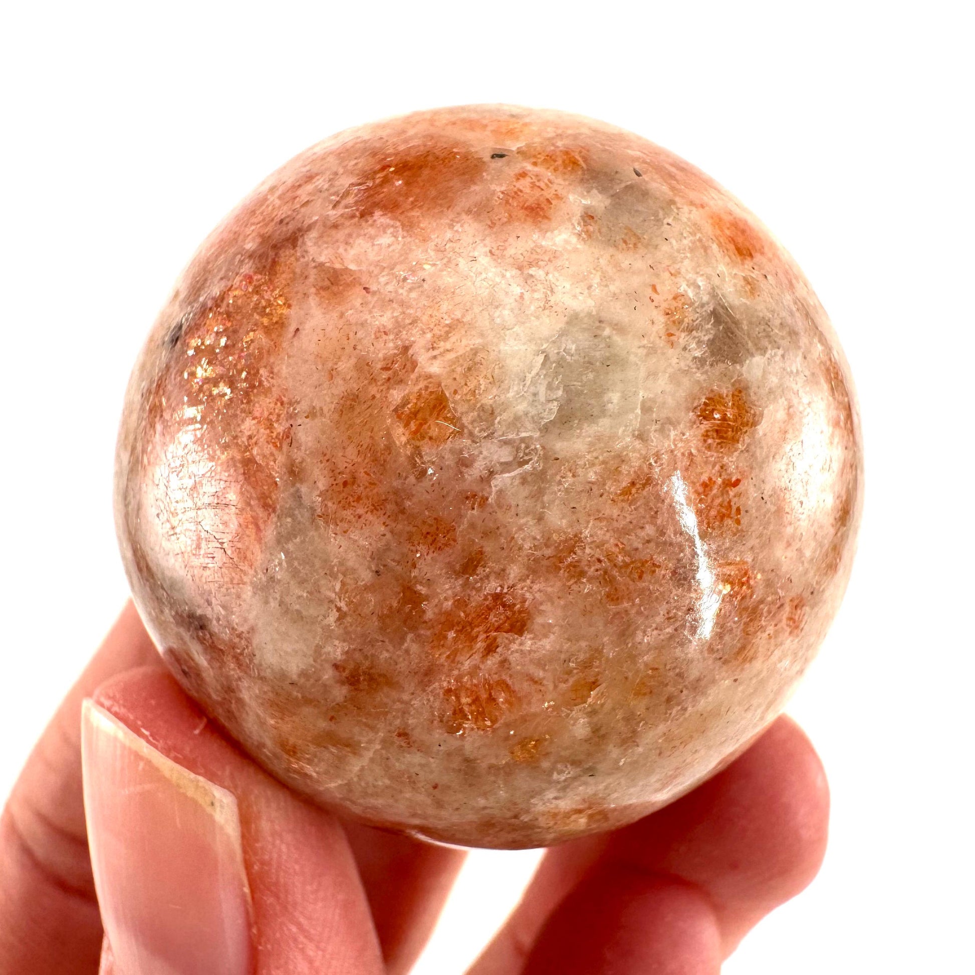 Sunstone Sphere (India) | polished sunstone crystal ball, crystal sphere
