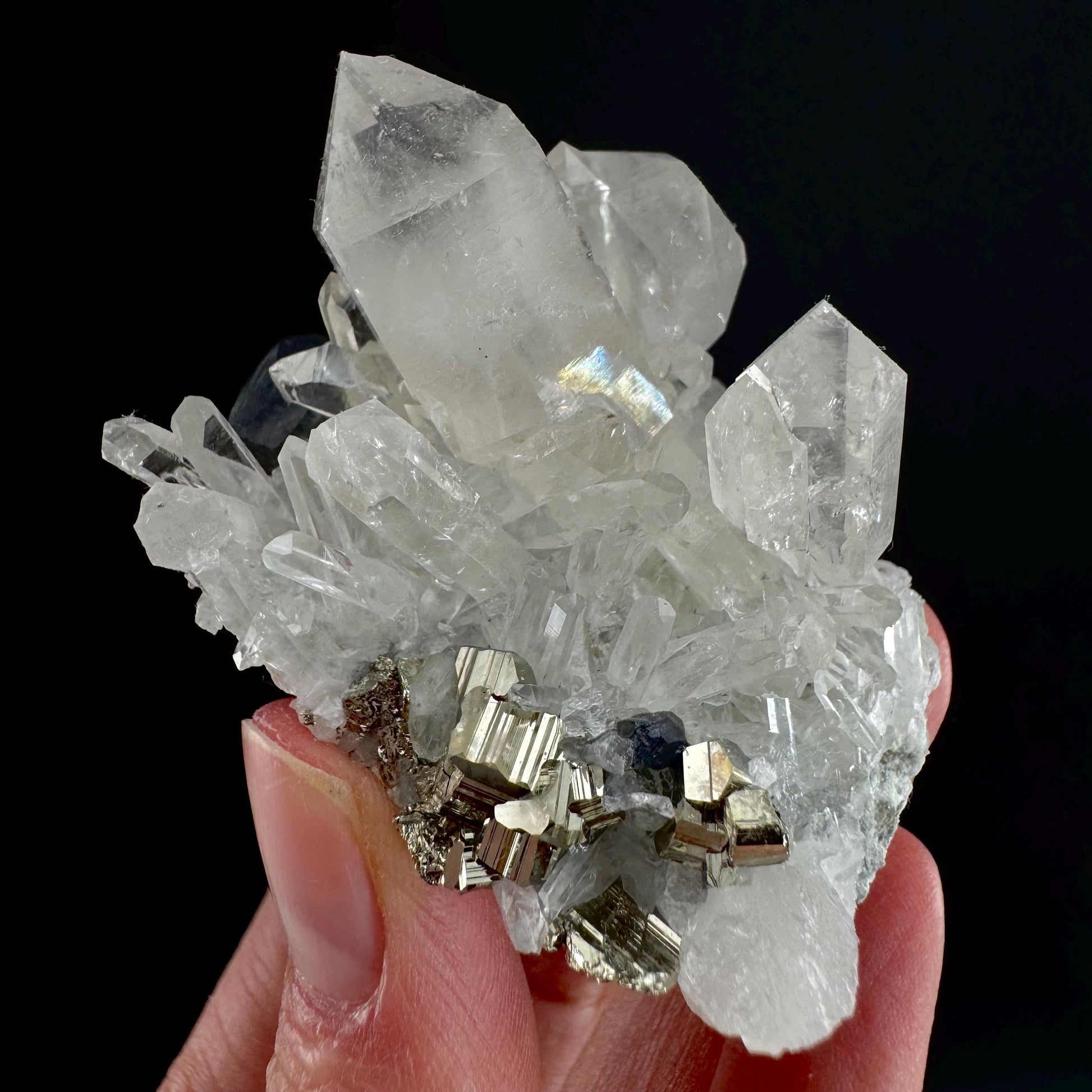 Pyrite & Galena on Quartz (Indonesia) | raw pyrite, natural pyrite cluster, quartz crystal, mineral specimen
