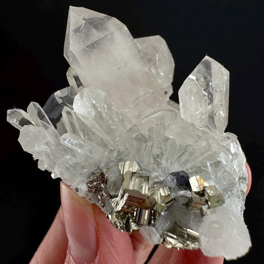 Pyrite & Galena on Quartz (Indonesia) | raw pyrite, natural pyrite cluster, quartz crystal, mineral specimen