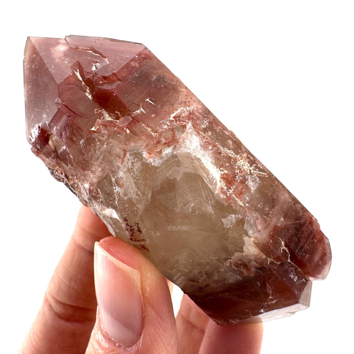 Double Terminated Red Hematite Quartz (Zimbabwe) | fire quartz crystal, red phantom quartz, mineral specimen