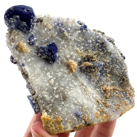 Lazurite & Pyrite on Calcite (Afghanistan) | lazurite crystal, mineral specimen