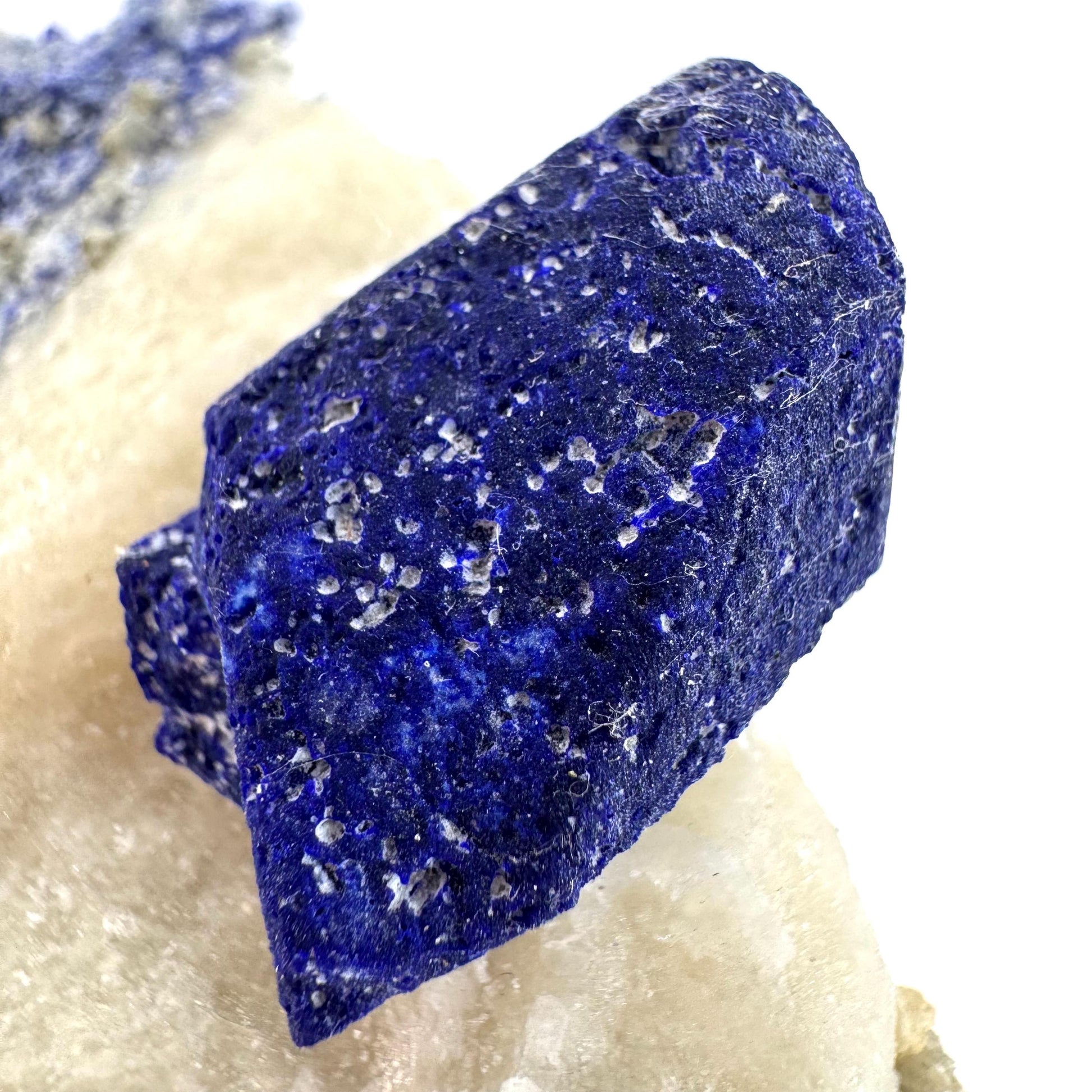 Lazurite on Calcite (Afghanistan) | lazurite crystal, mineral specimen