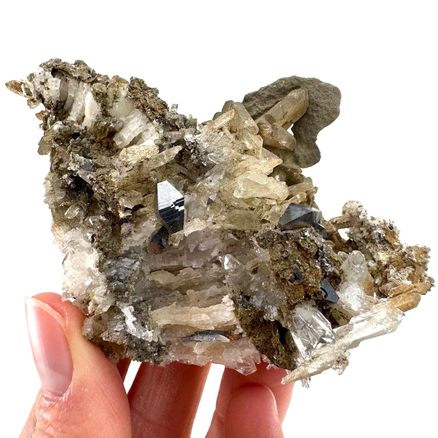 Anatase on Chlorite Quartz (Pakistan) | green phantom quartz crystal, anatase crystal, rare mineral specimen