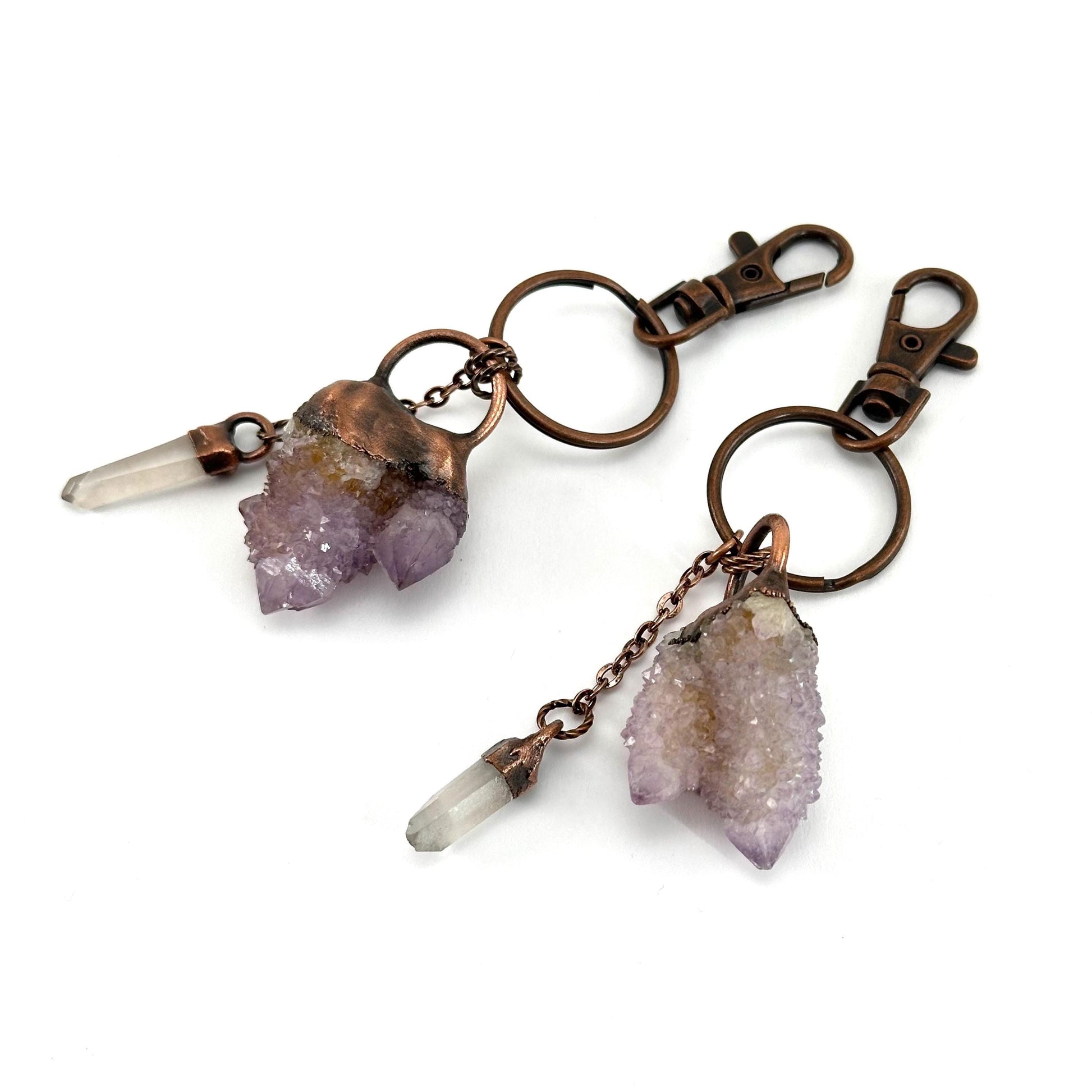 Spirit Quartz Crystal Bag Charm / Keychain, handmade crystal keychain, copper gemstone bag charm