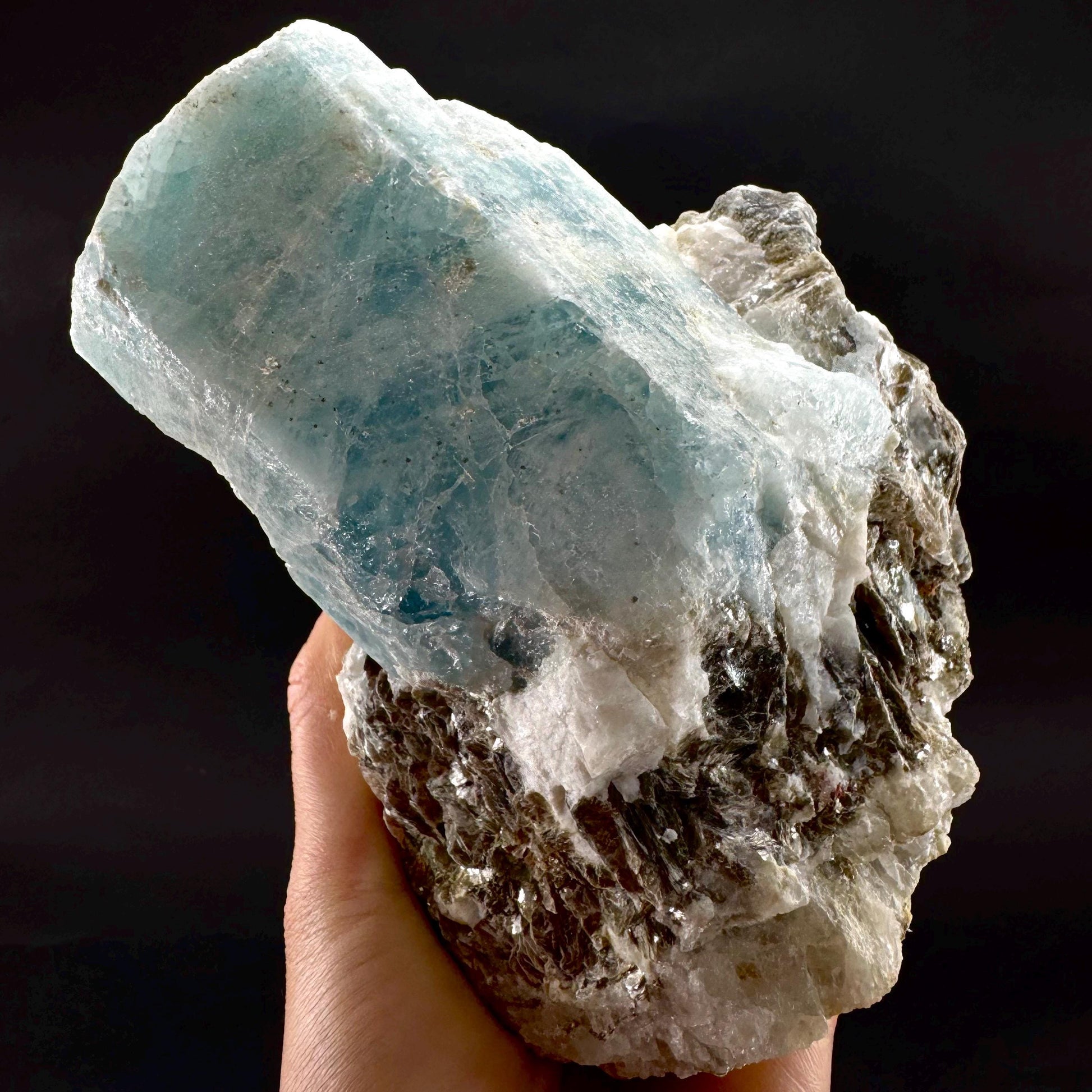 Aquamarine w/ Muscovite & Albite (Pakistan) | natural aquamarine crystal, mineral specimen