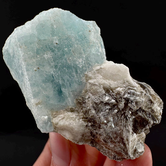 Aquamarine w/ Muscovite & Albite (Pakistan) | natural aquamarine crystal, mineral specimen