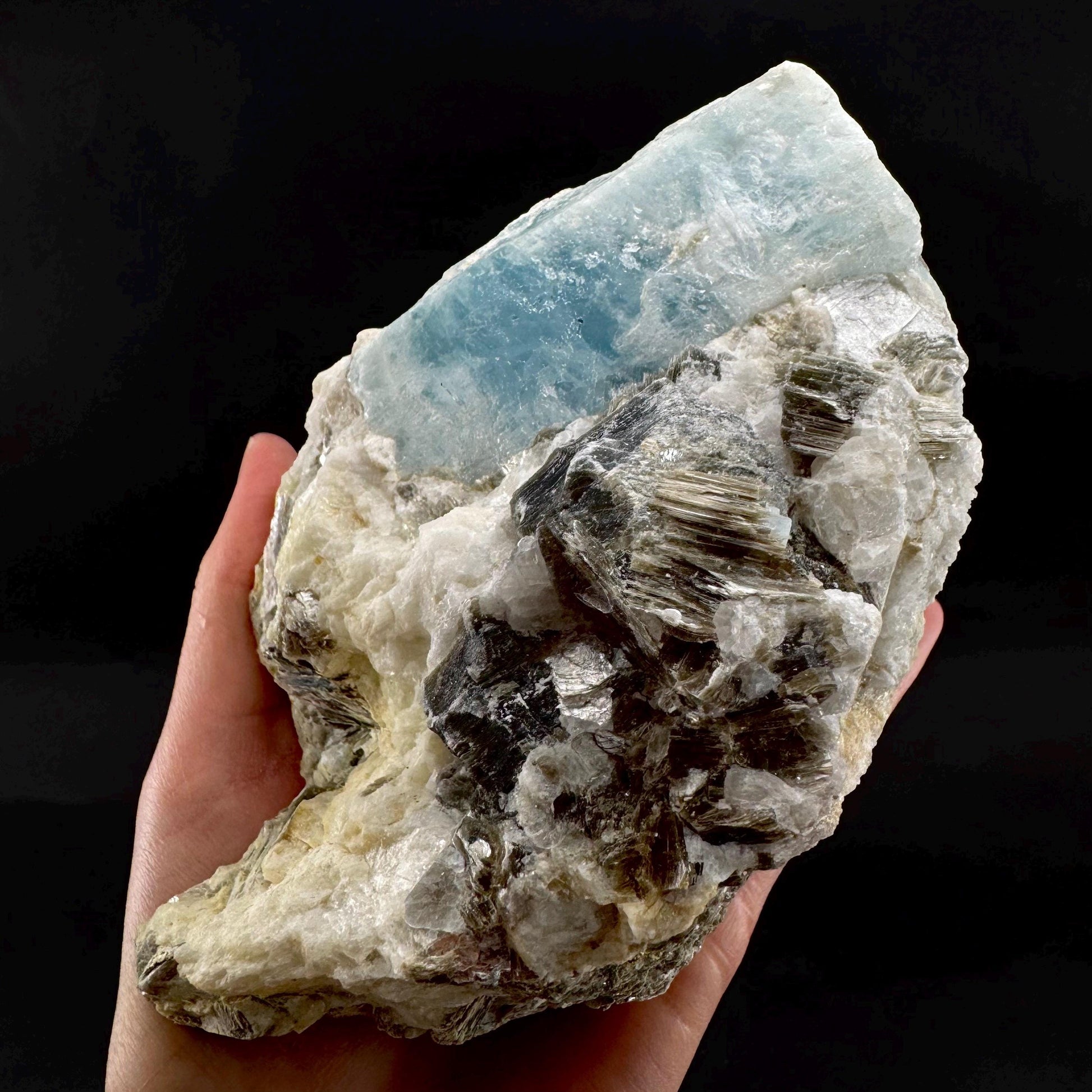 Aquamarine w/ Muscovite & Albite (Pakistan) | natural aquamarine crystal, mineral specimen