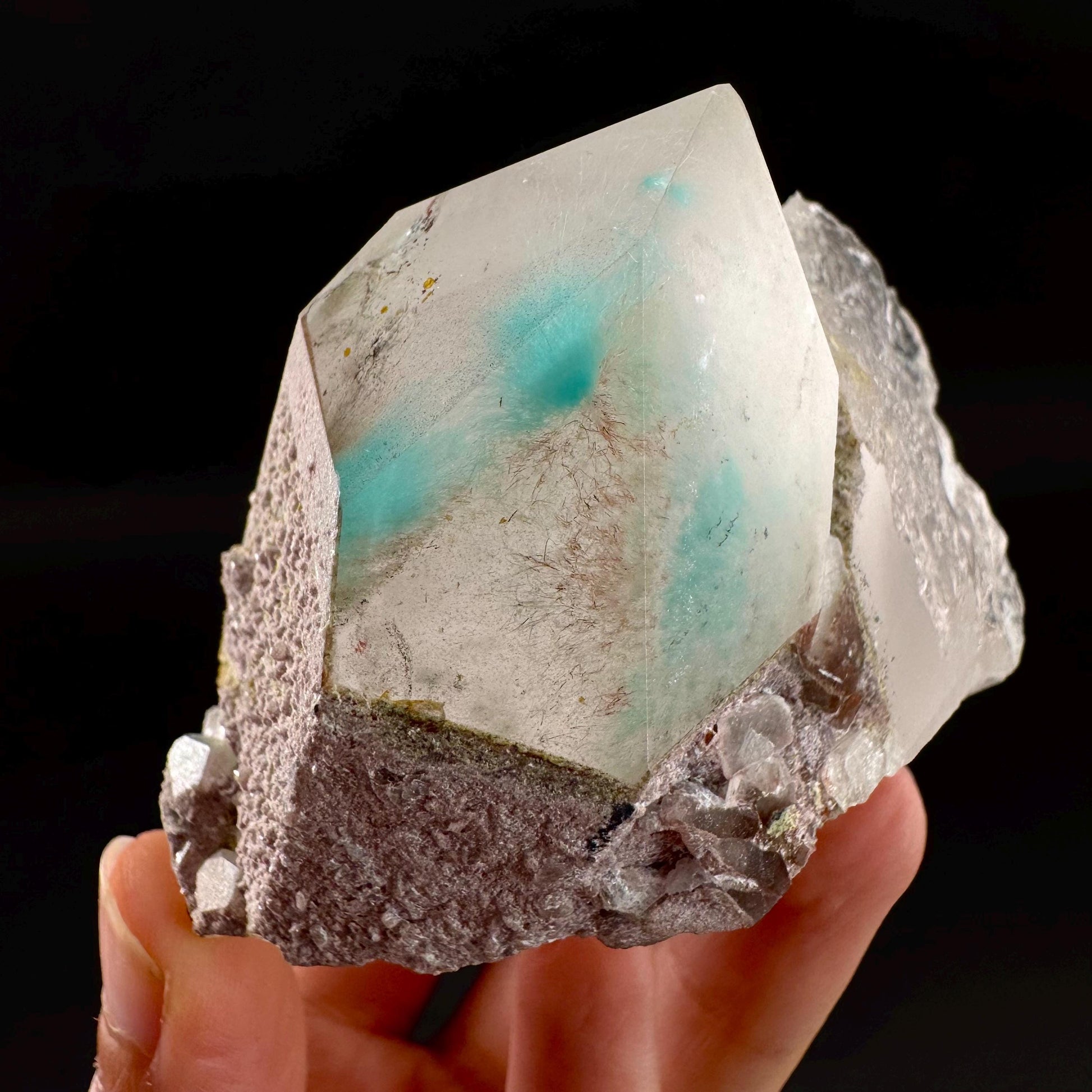 Ajoite & Copper Included Quartz (South Africa) | ajoite quartz crystal, rare mineral specimen