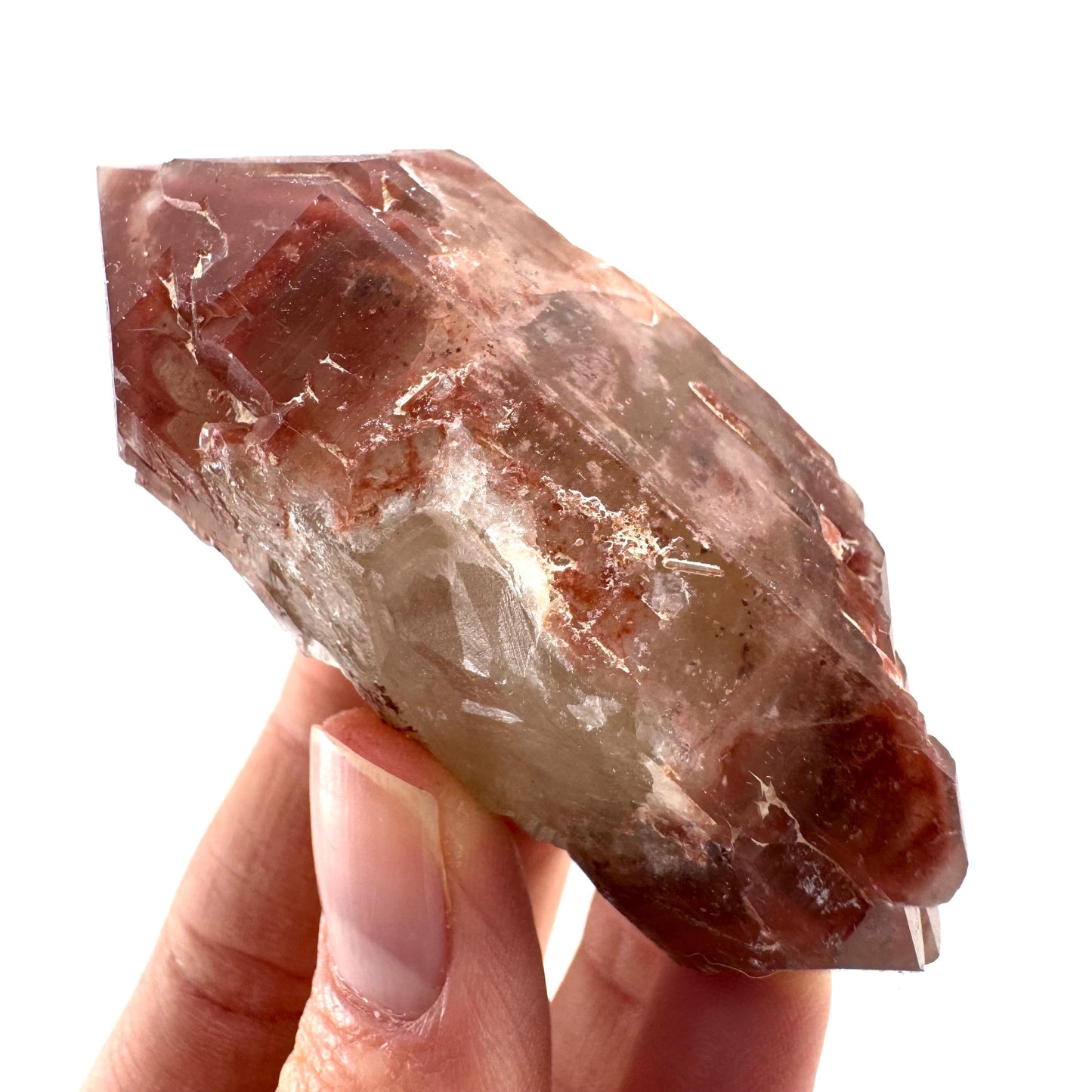 Double Terminated Red Hematite Quartz (Zimbabwe) | fire quartz crystal, red phantom quartz, mineral specimen