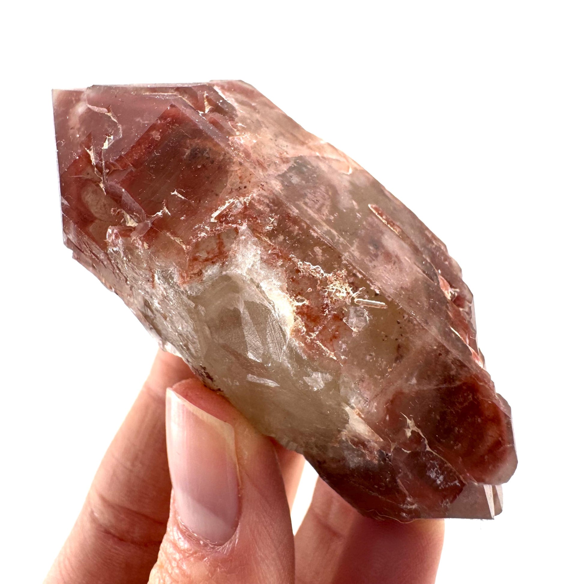 Double Terminated Red Hematite Quartz (Zimbabwe) | fire quartz crystal, red phantom quartz, mineral specimen
