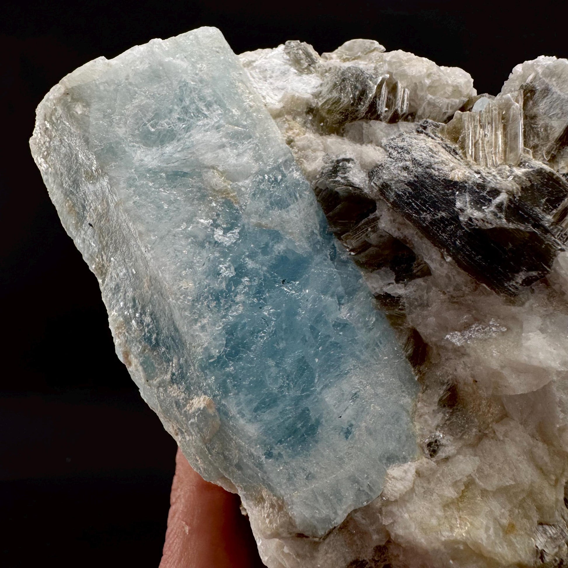 Aquamarine w/ Muscovite & Albite (Pakistan) | natural aquamarine crystal, mineral specimen