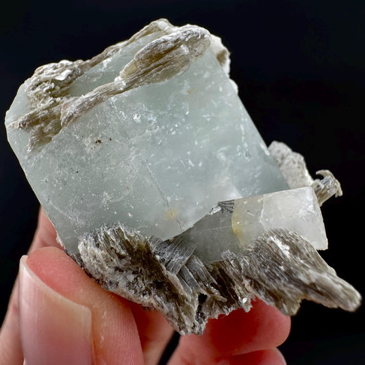 Aquamarine w/ Muscovite & Albite (Pakistan) | natural aquamarine crystal, mineral specimen