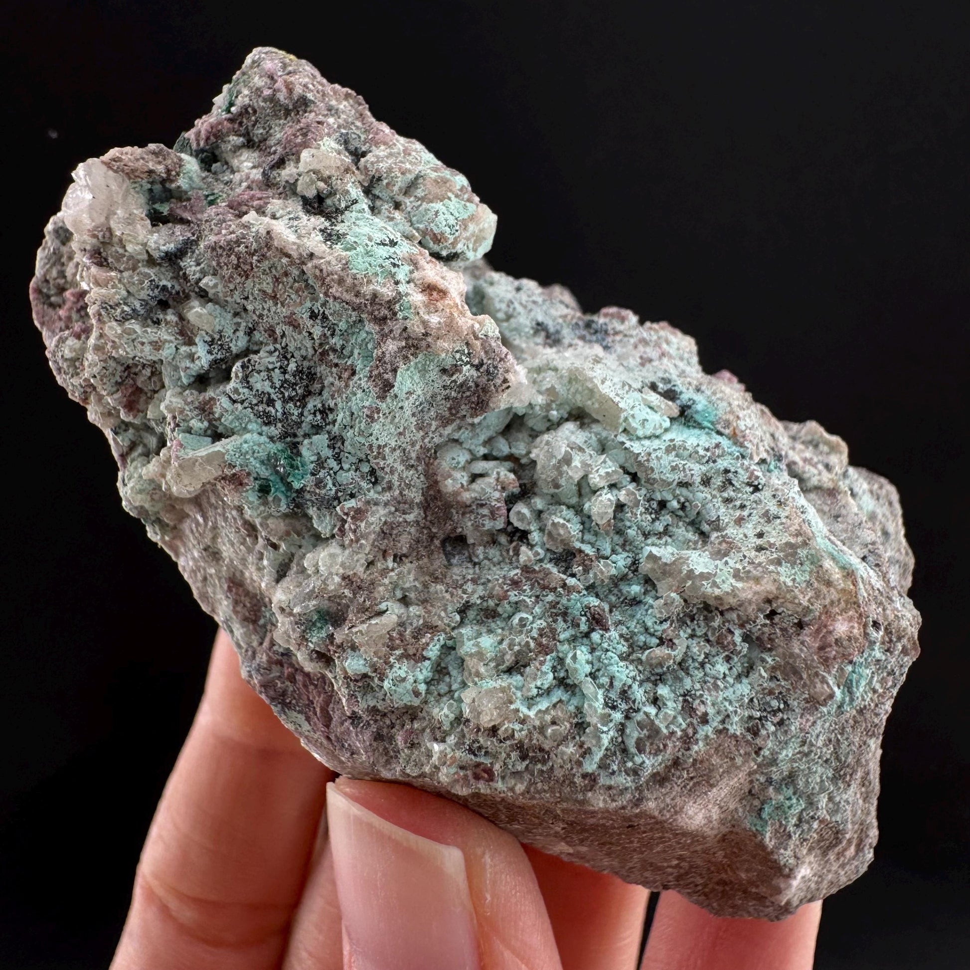 Chrysocolla w/ Cobaltoan Calcite & Malachite (DR Congo) | malachite crystal, mineral specimen