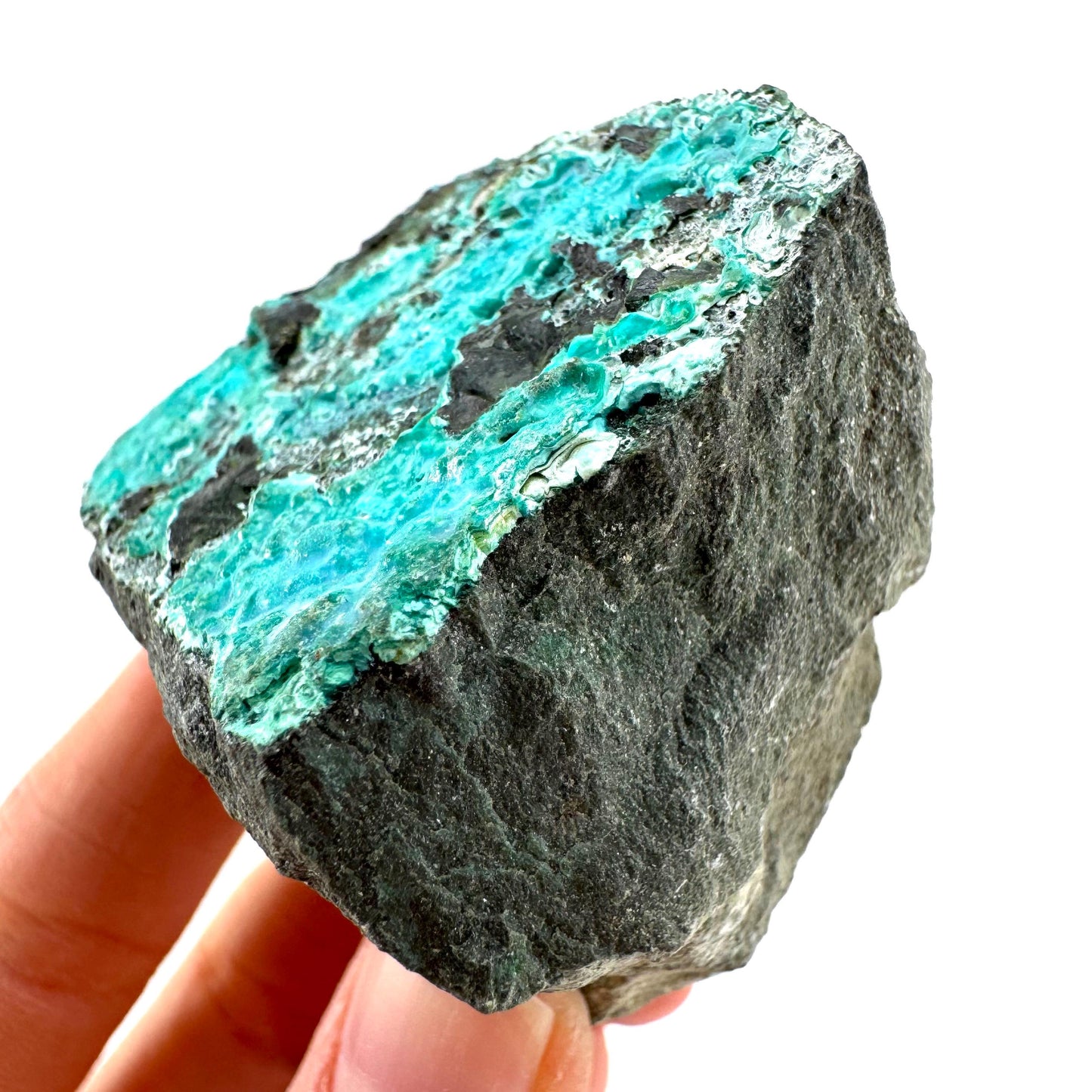 Chrysocolla / Gem Silica (DR Congo) | botryoidal chrysocolla crystal, mineral specimen