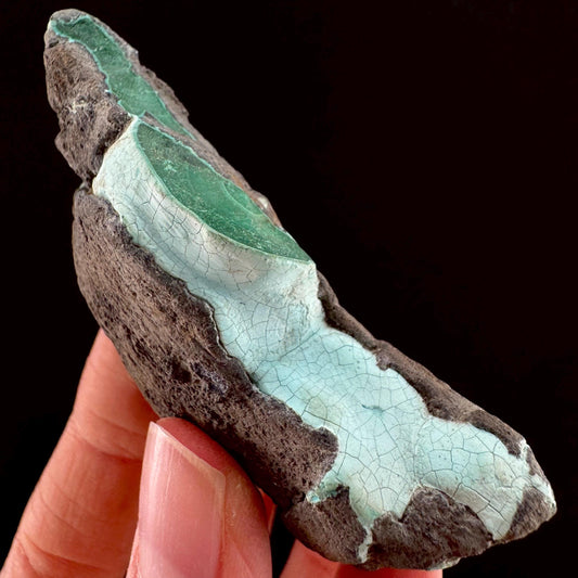 Chrysocolla & Malachite (DR Congo) | botryoidal chrysocolla crystal, mineral specimen