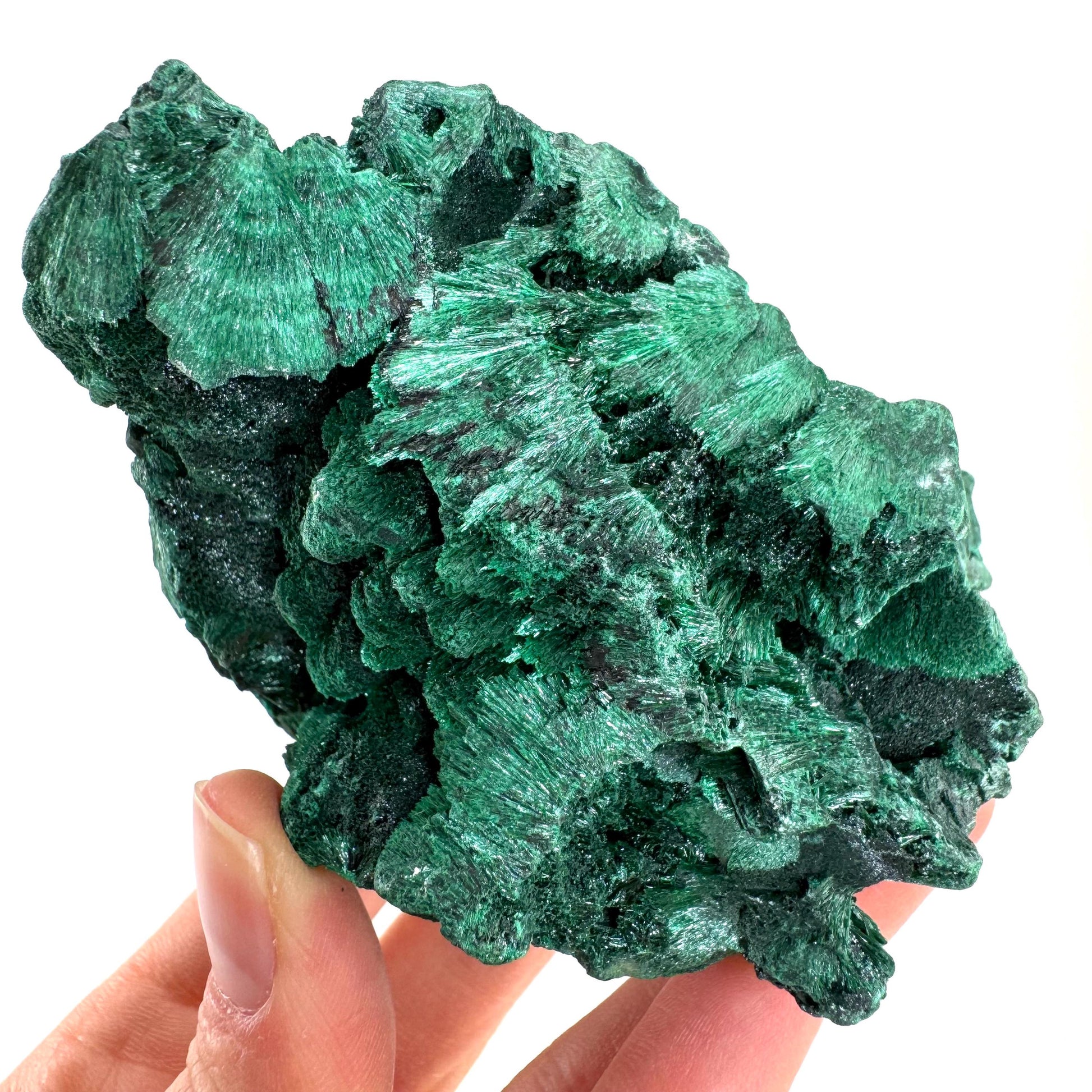 Fibrous Malachite (DR Congo) | raw green malachite crystal, mineral specimen