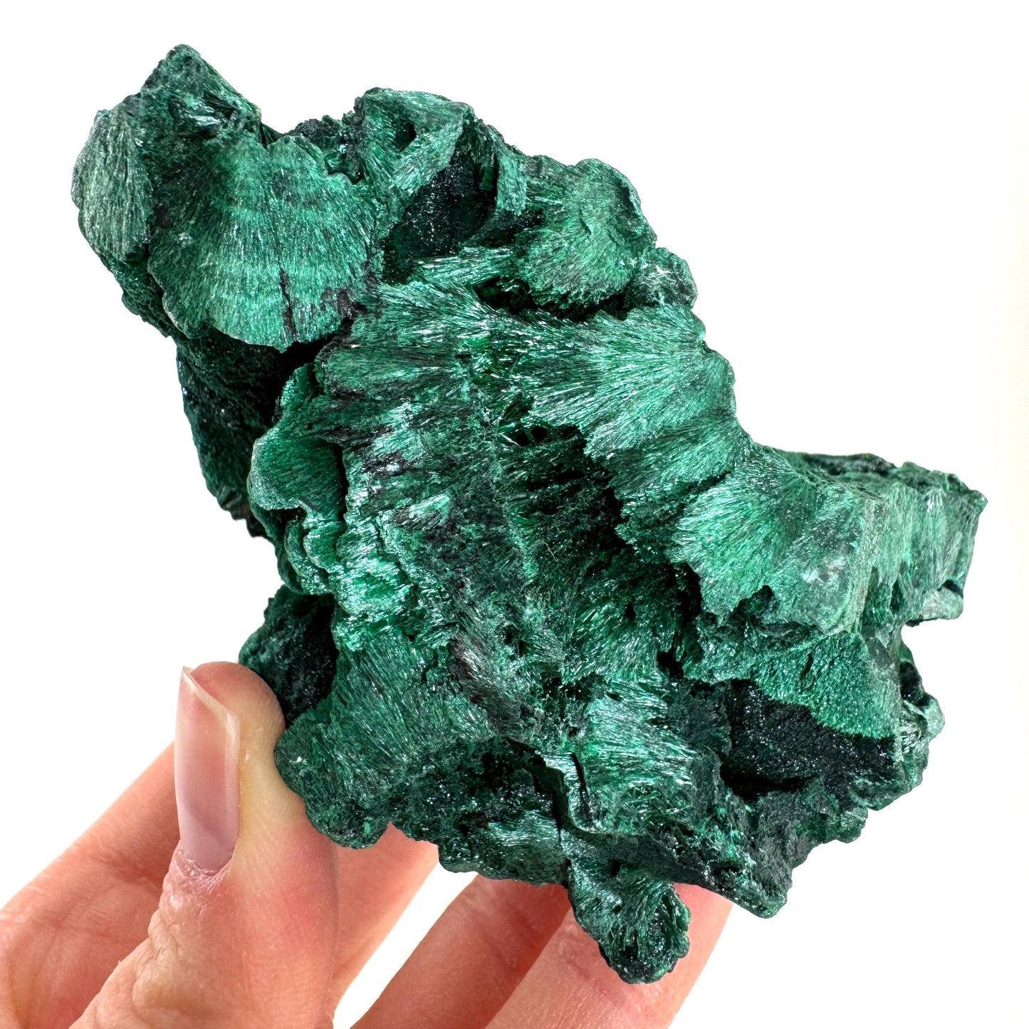 Fibrous Malachite (DR Congo) | raw green malachite crystal, mineral specimen
